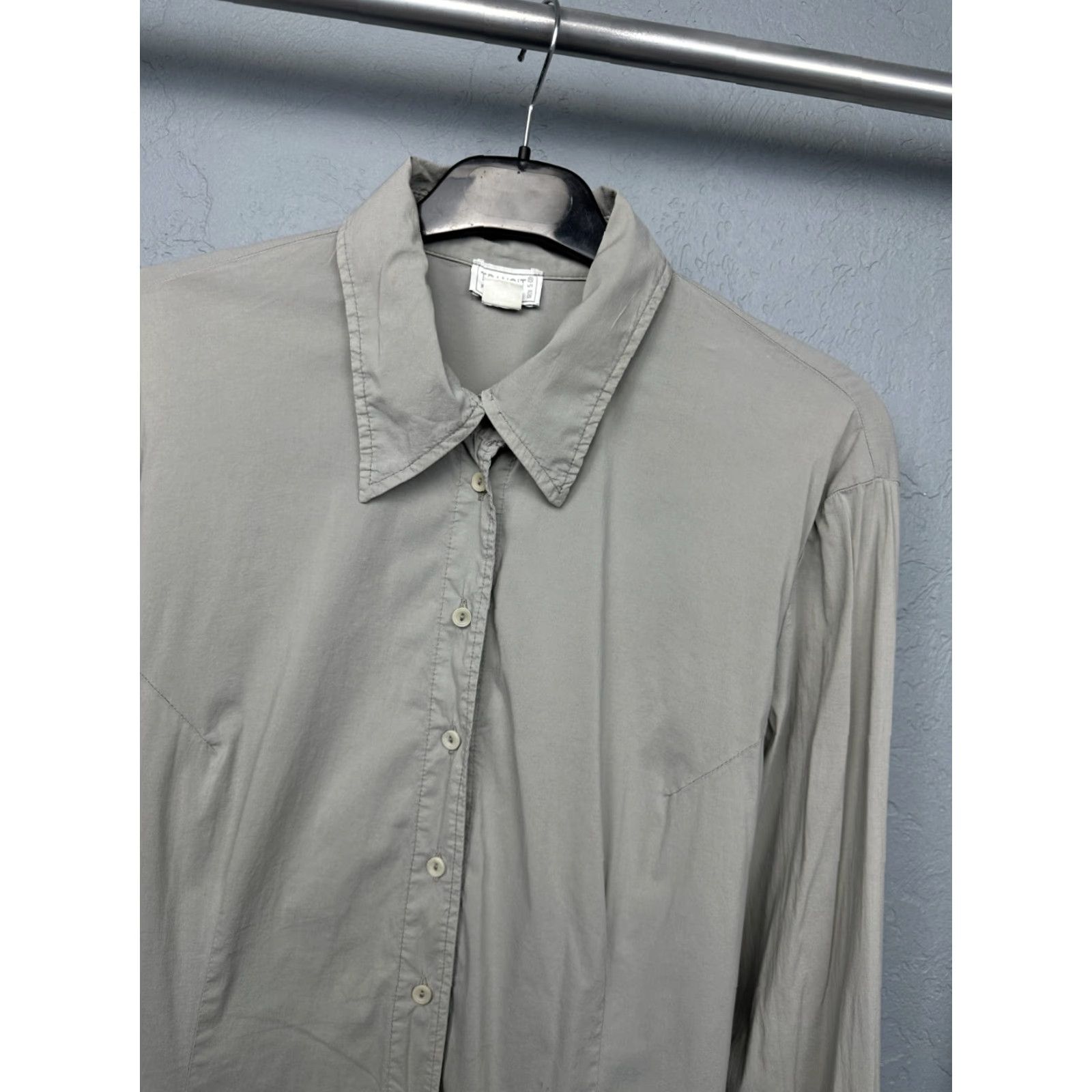 Vintage Transit Par Such Womens Long Sleeve Shirt Size 5 Gray Cotton Button-Up Size S / US 4 / IT 40 - 2 Thumbnail
