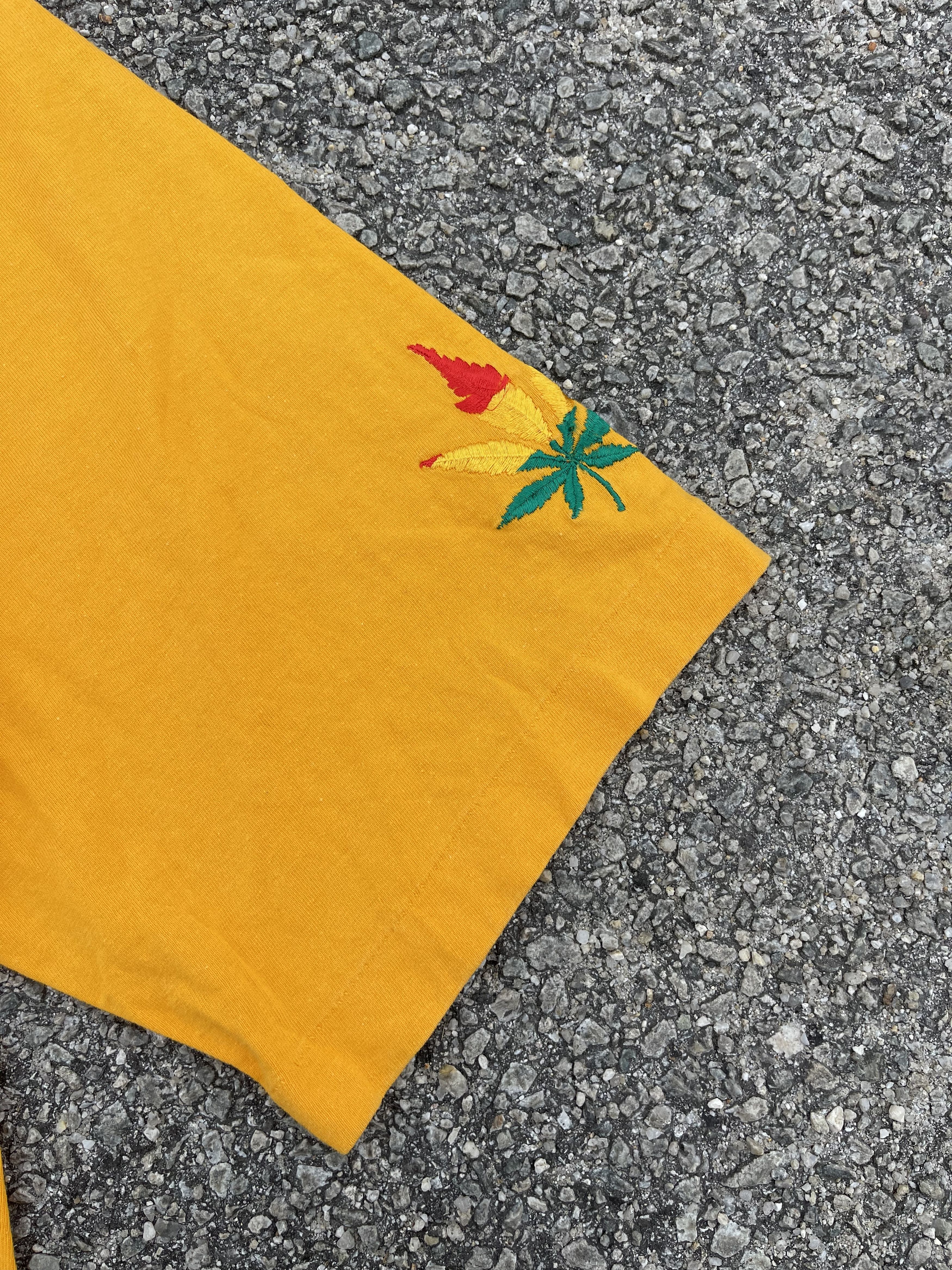 If Six Was Nine × Le Grande Bleu (L.G.B.) × Vintage Vintage 90s Marijuana / Cannabis Embroidery Yellow Size US XXL / EU 58 / 5 - 6 Thumbnail