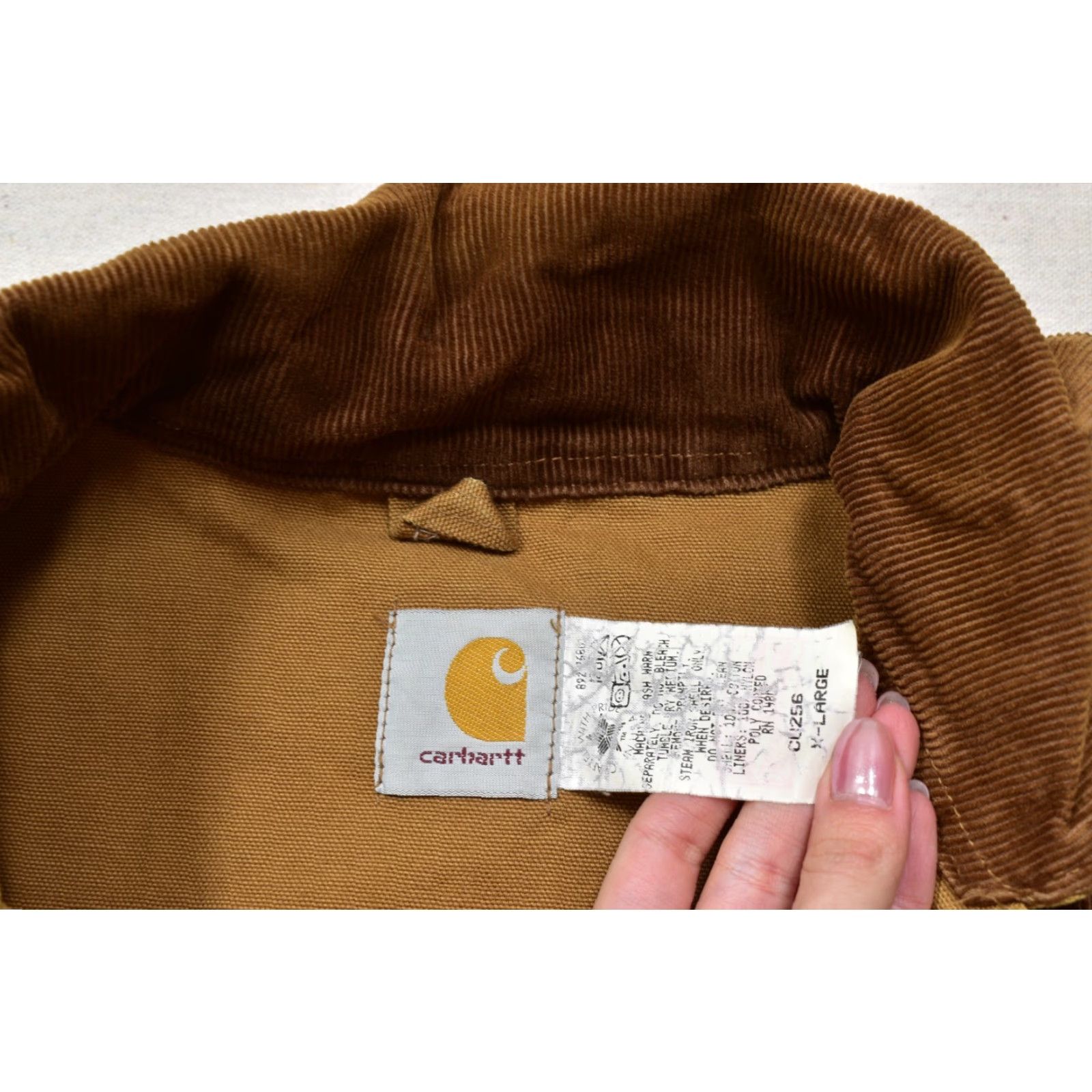 Carhartt VINTAGE Carhartt Field Jacket Jacket Regular XL Brown Canvas Duck Hunting Corduroy Logo Men MU256 CU256 J97 Size US XL / EU 56 / 4 - 4 Thumbnail