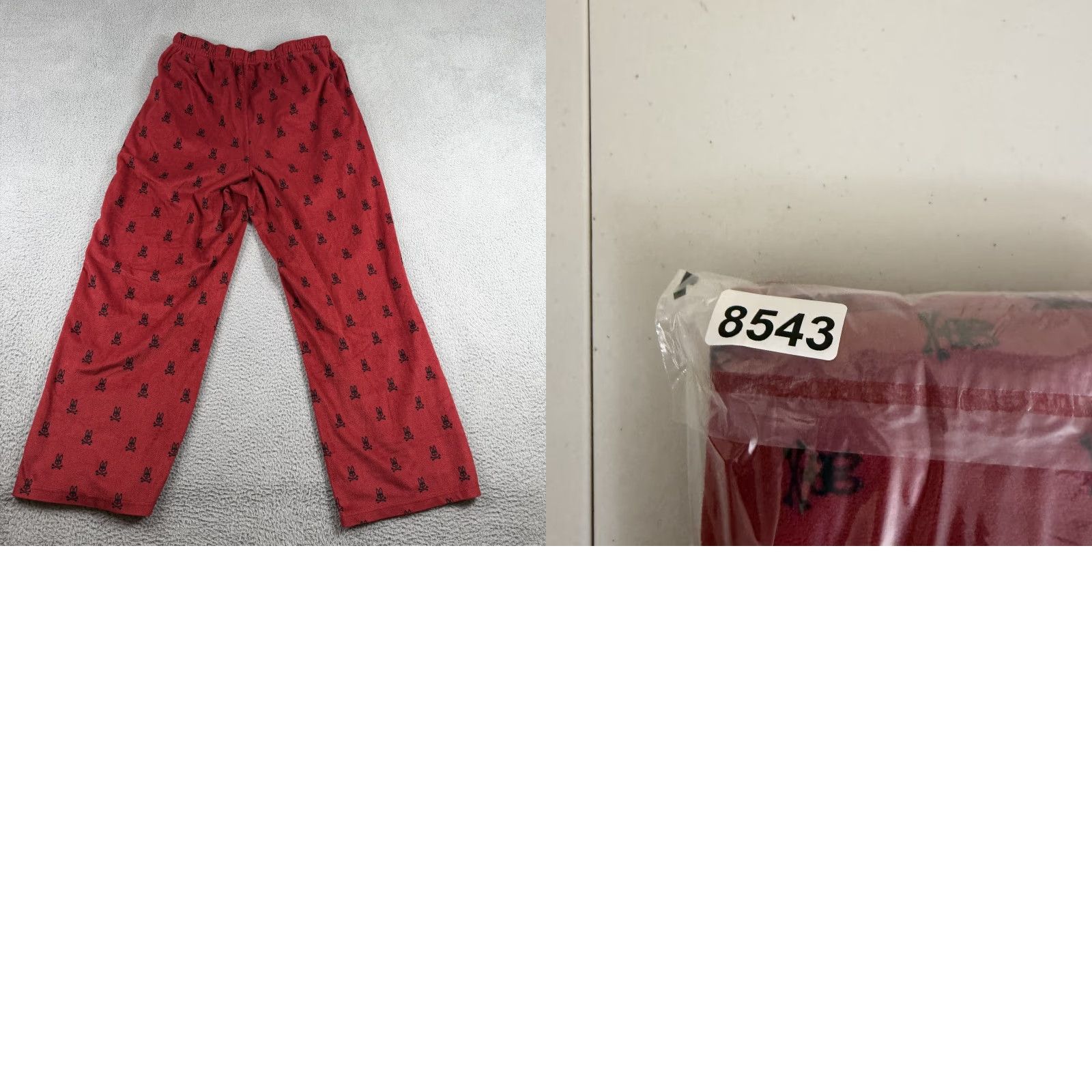 Psycho Bunny Psycho Bunny Men’s Lounge Pants XL Red Black Bunny Skull Logo Plush Velour Size US 36 / EU 52 - 8 Thumbnail