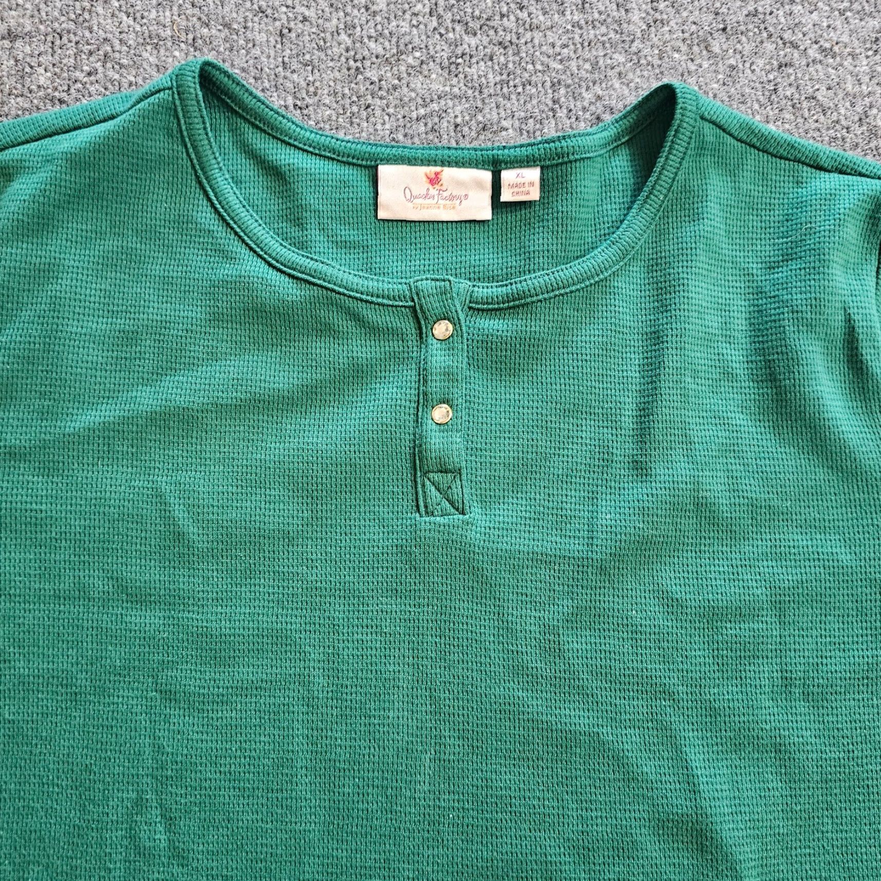 Quacker Factory Quacker Factory Shirt Women XL Green Henley Thermal Rhinestone Button Casual Size XL / US 12-14 / IT 48-50 - 2 Thumbnail