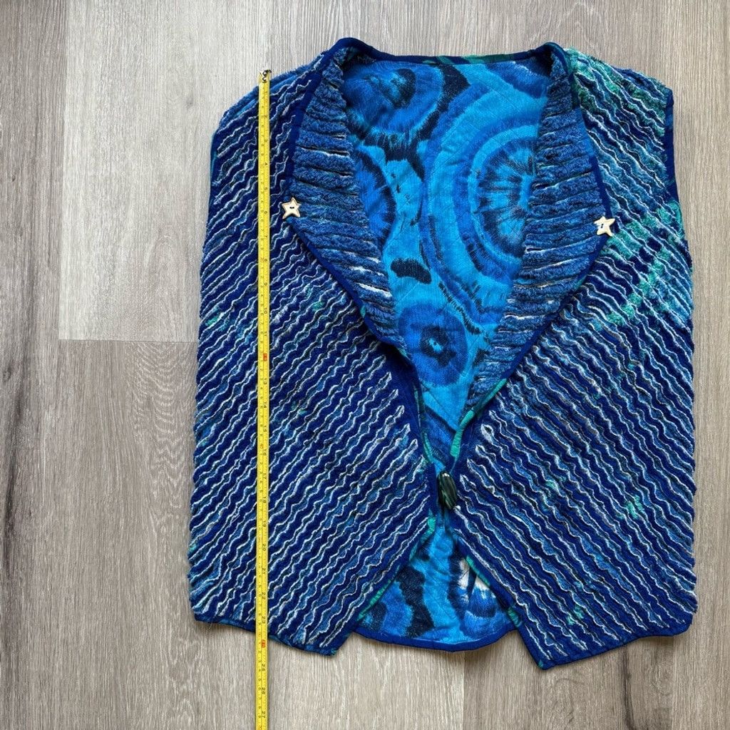 The Unbranded Brand Navy Blue Textured Vest for Layering Size L / US 10 / IT 46 - 5 Thumbnail
