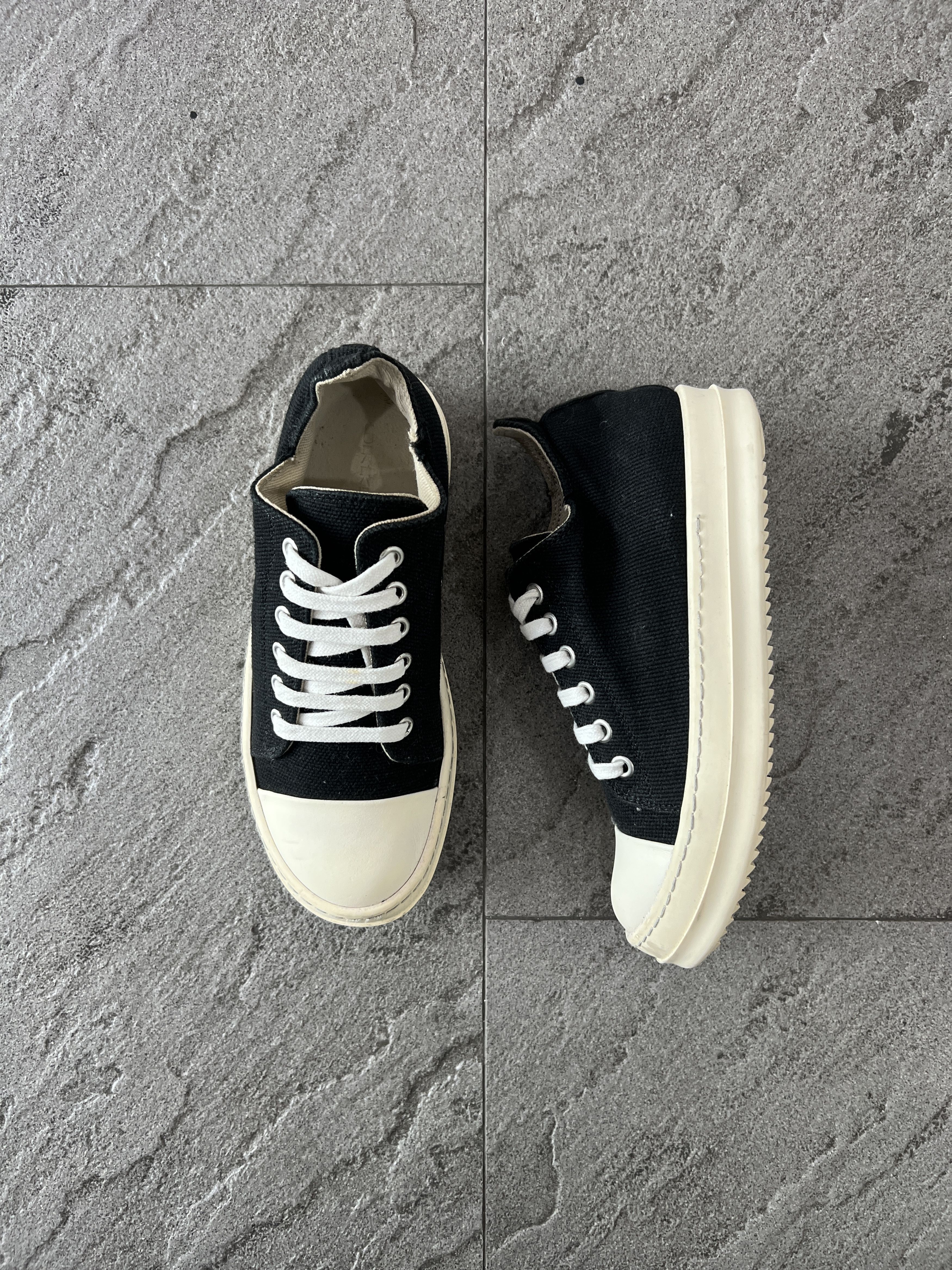 Rick Owens Drkshdw Rick Owens DRKSHDW Low Ramones Black Canvas Size US 5.5 / IT 35.5 - 1 Thumbnail