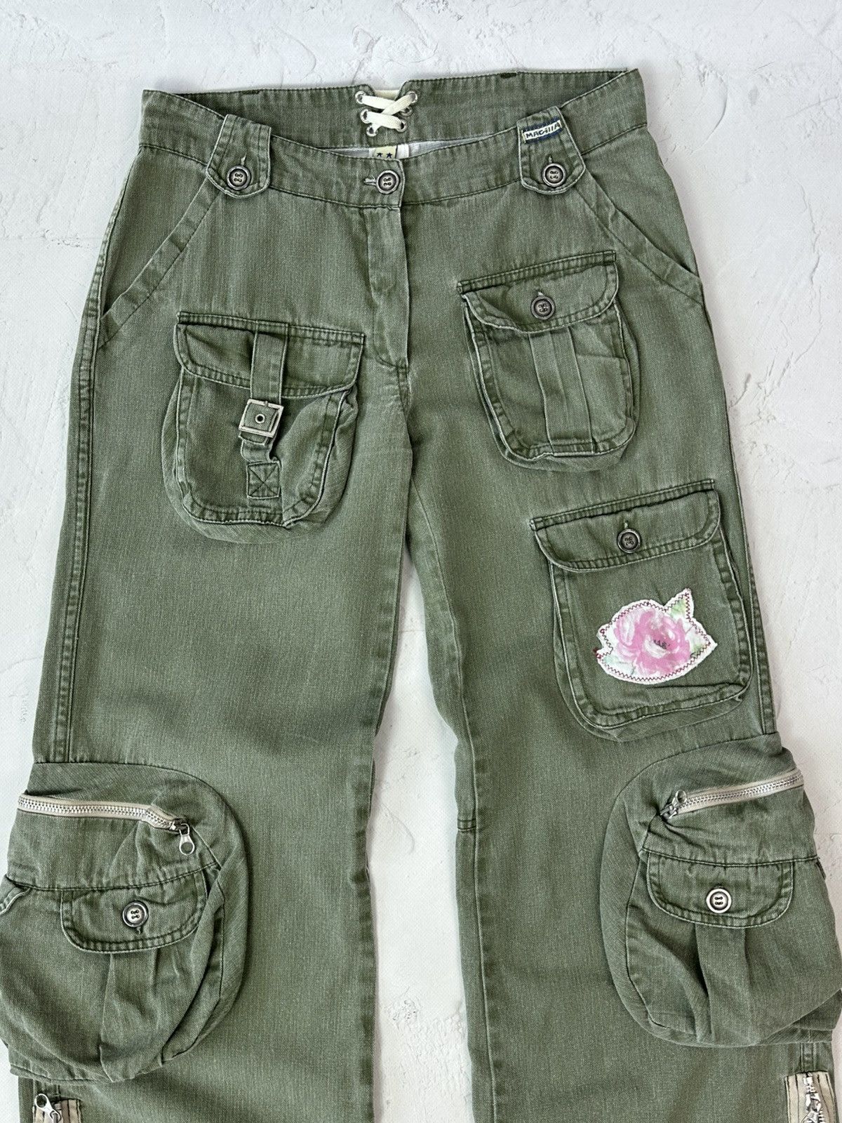 If Six Was Nine Vintage Cargo Khaki Flared Pants Size 28" / US 6 / IT 42 - 4 Thumbnail