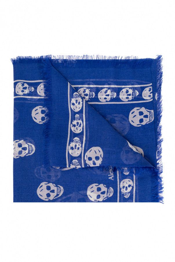 Alexander McQueen o1y0325 Size: OS / Scarve in White & Blue Size ONE SIZE - 1 Thumbnail