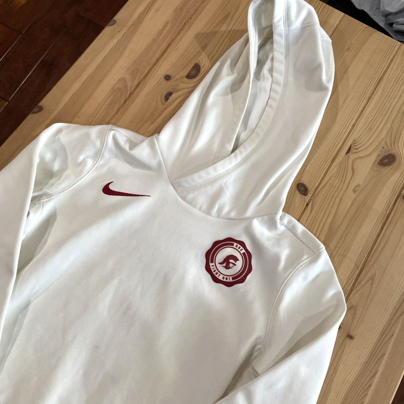 Nike Nike Sweatshirt Hoodie Womens Small USC White Fight on Pullover Regular Hooded All Seasons Activewear Size S / US 4 / IT 40 - 2 Thumbnail