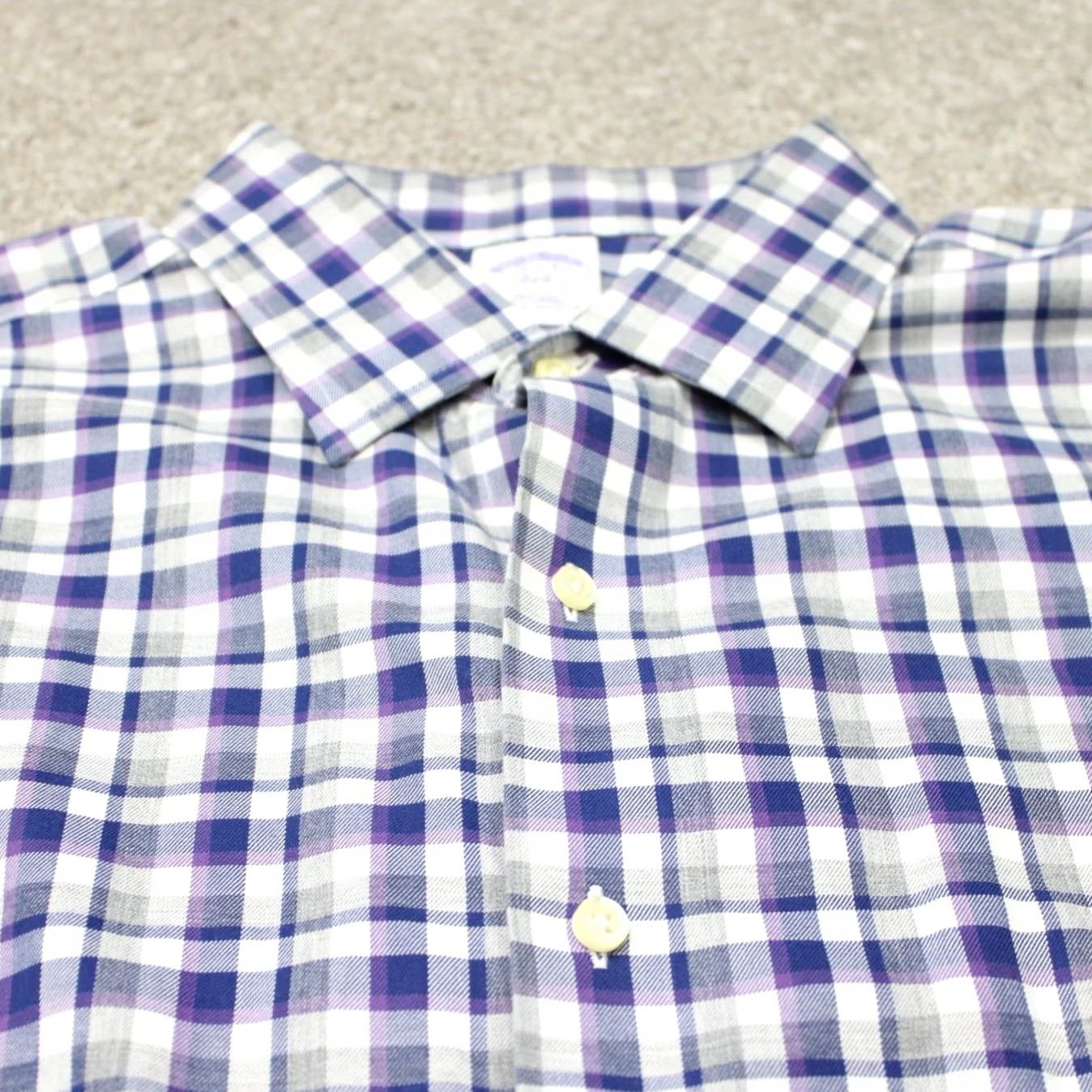 Brooks Brothers Brooks Brothers 346 Shirt Mens 17, 2/3 Purple/Blue Slim Fit Non-Iron Cotton L/S Shirt Size US XL / EU 56 / 4 - 5 Thumbnail