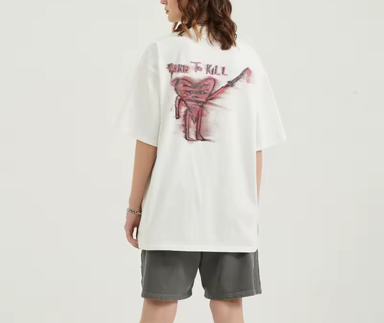 Other Punk Gothic Style Cream Graphic T Shirt Size US XL / EU 56 / 4 - 4 Thumbnail