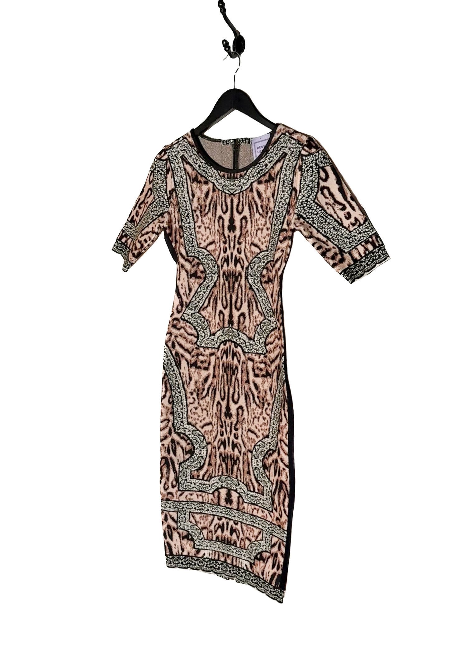 Herve Leger Hervé Léger Leopard Print Zola Short Sleeves Dress Size S / US 4 / IT 40 - 2 Thumbnail