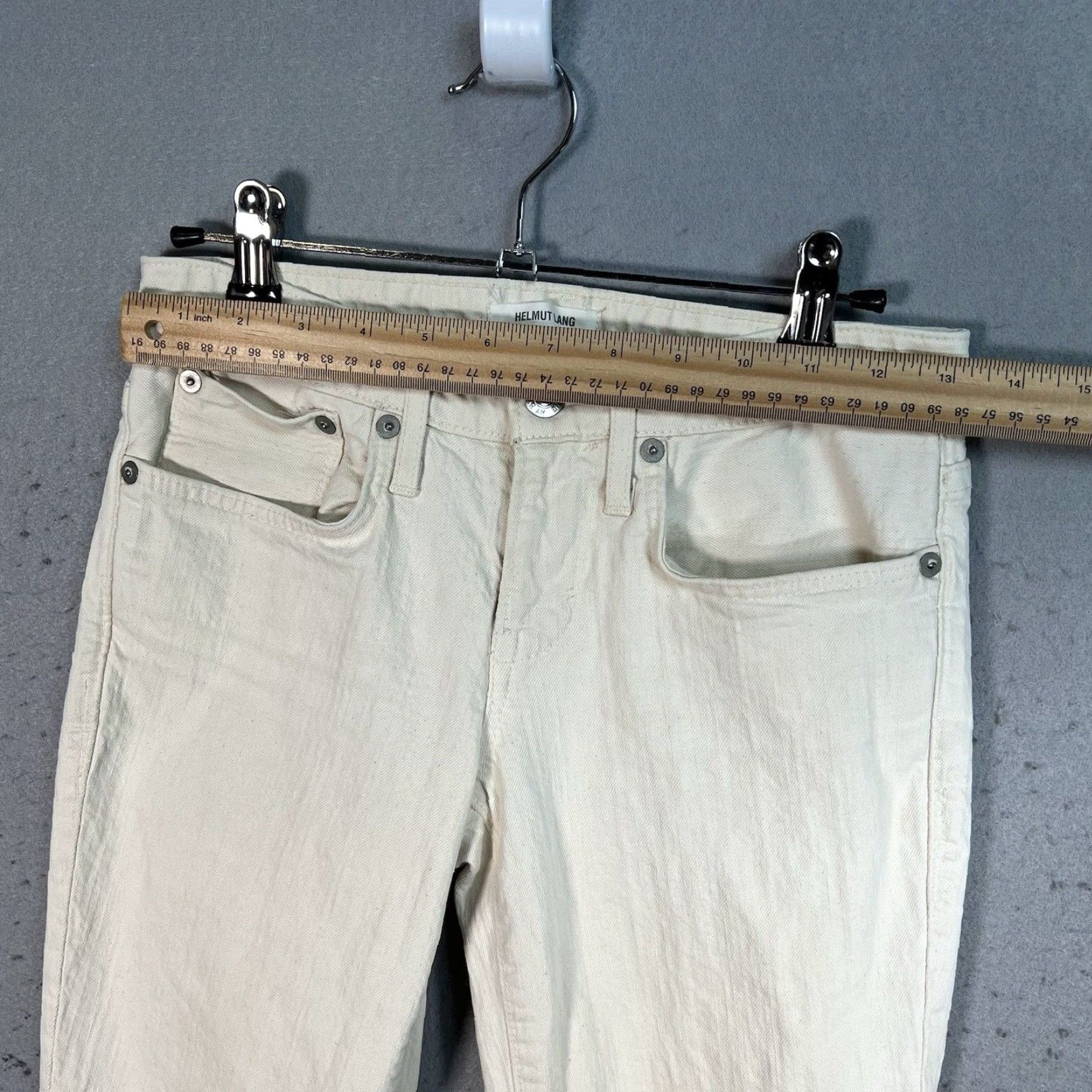 Helmut Lang VINTAGE Helmut Lang Jeans Womens 25 White Denim Skinny Low Rise Stretch USA Womens Jeans 5-Pocket Stretch Slim 35in Inseam Size 42" / US 20 - 2 Thumbnail