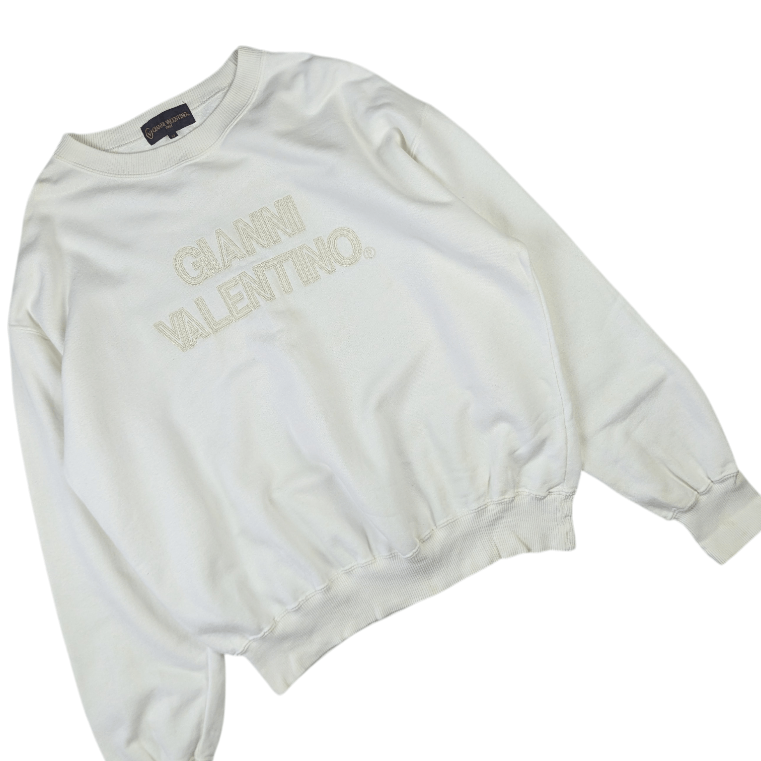 Japanese Brand GIANNI VALENTINO Big Spell Out Logo Sweatshirts Jumper Size M / US 6-8 / IT 42-44 - 4 Thumbnail
