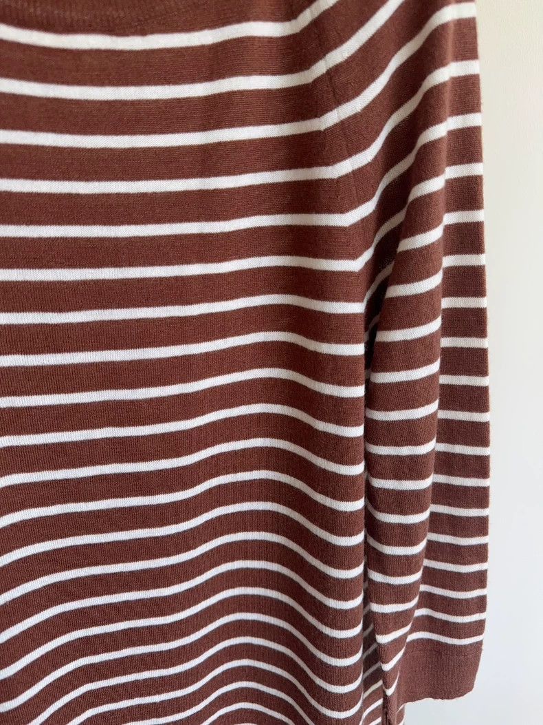 Loro Piana Loro Piana Brown White Striped Cashmere Sweater Size US L / EU 52-54 / 3 - 6 Thumbnail