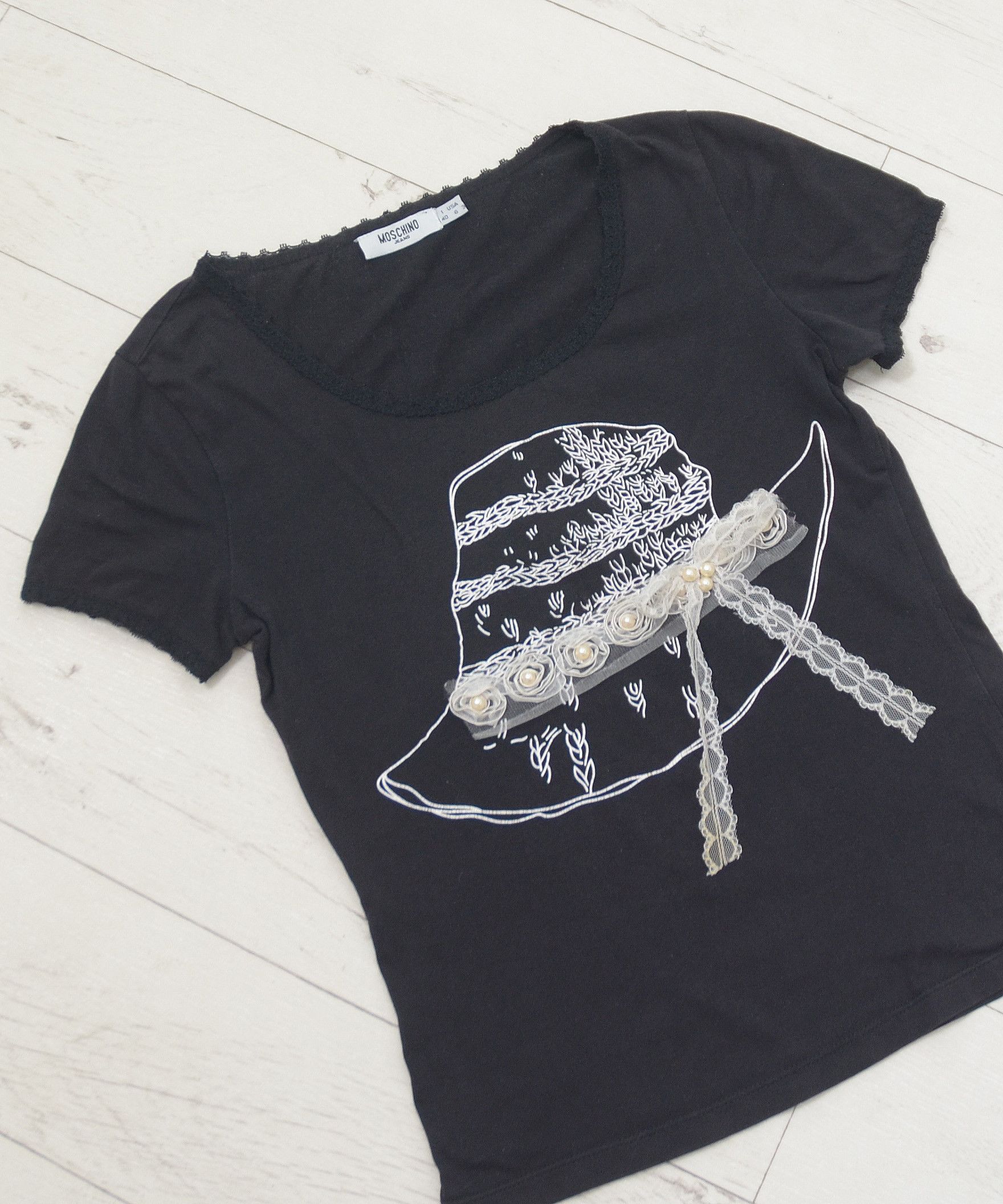 Moschino × Vintage Vintage Y2K Moschino jeans cropped t-shirt / tee S designer Size M / US 6-8 / IT 42-44 - 2 Thumbnail