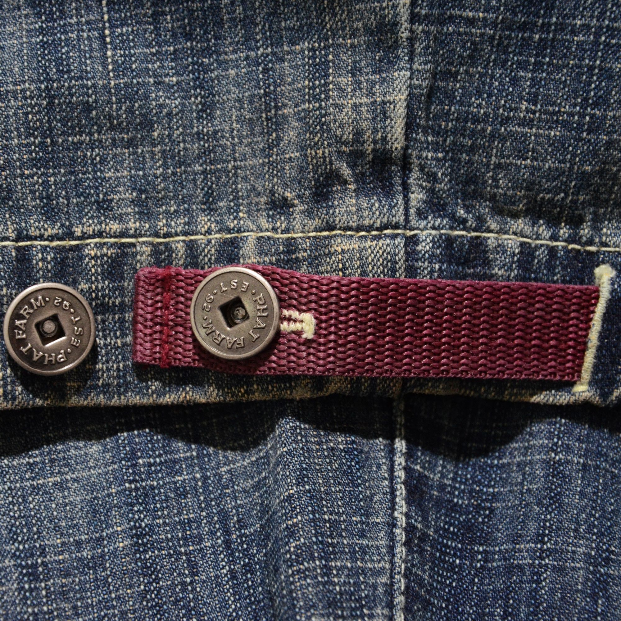 Phat Farm [Folded Color Stain] PF Rare Cargo Denim 90s Streetwear Size US 30 / EU 46 - 15 Thumbnail