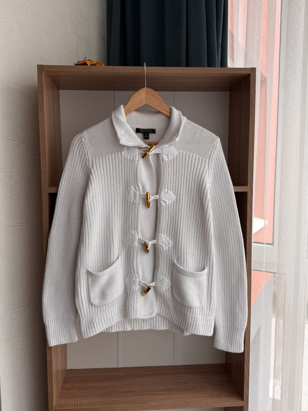 Lauren Ralph Lauren × Polo Ralph Lauren × Vintage Vintage Lauren Ralph Lauren White Toggle Cable Knit Cardigan Size M / US 6-8 / IT 42-44 - 1 Thumbnail