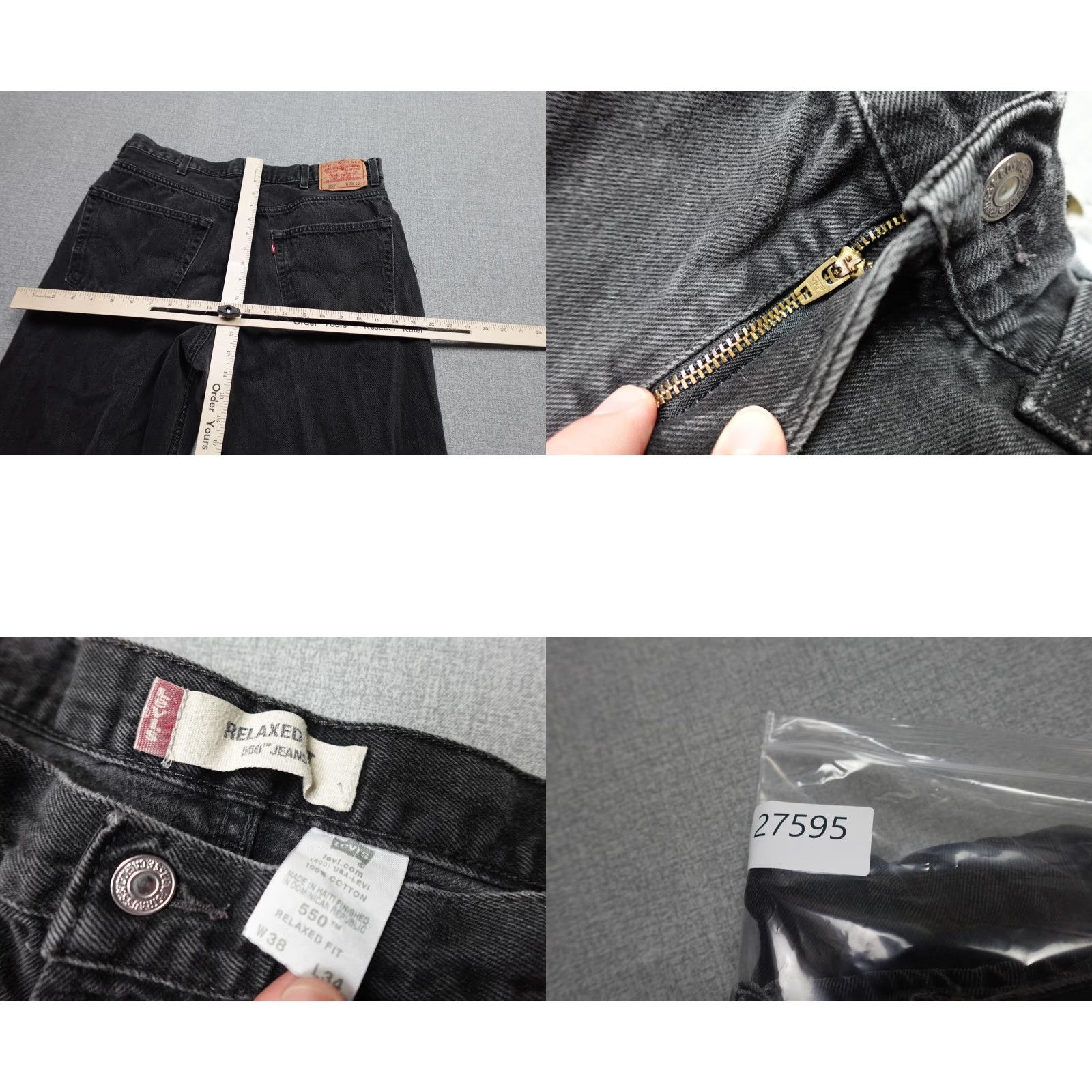 Levi's Levi's 550 Relaxed Fit Jeans Mens 38x34 Charcoal Gray Wash Denim Western Wide Leg Tapered Pocket Zipper Casual Pants 5-Pocket Design Size US 38 / EU 54 - 8 Thumbnail