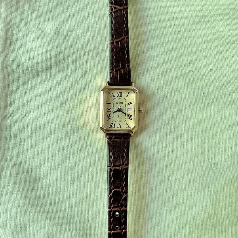 Jewelry 2000s vintage style rectangle brown leather luxury watch Size ONE SIZE - 5 Thumbnail