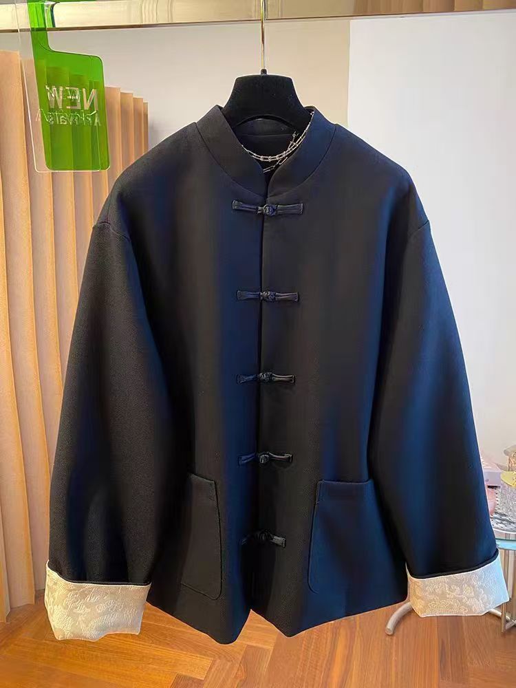Vintage Black button-front Tang-style jacket with textured cuffs Size US L / EU 52-54 / 3 - 1 Thumbnail
