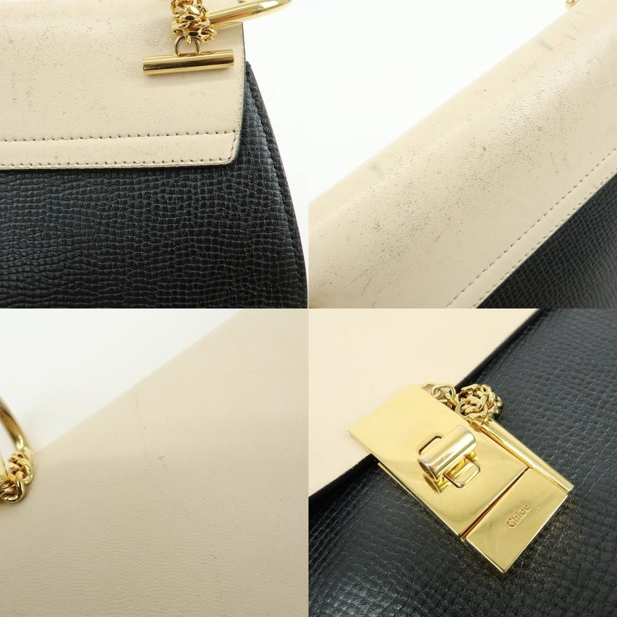 Chloe Chloe Drew Leather Shoulder Bag Black & Ivory Size ONE SIZE - 6 Thumbnail