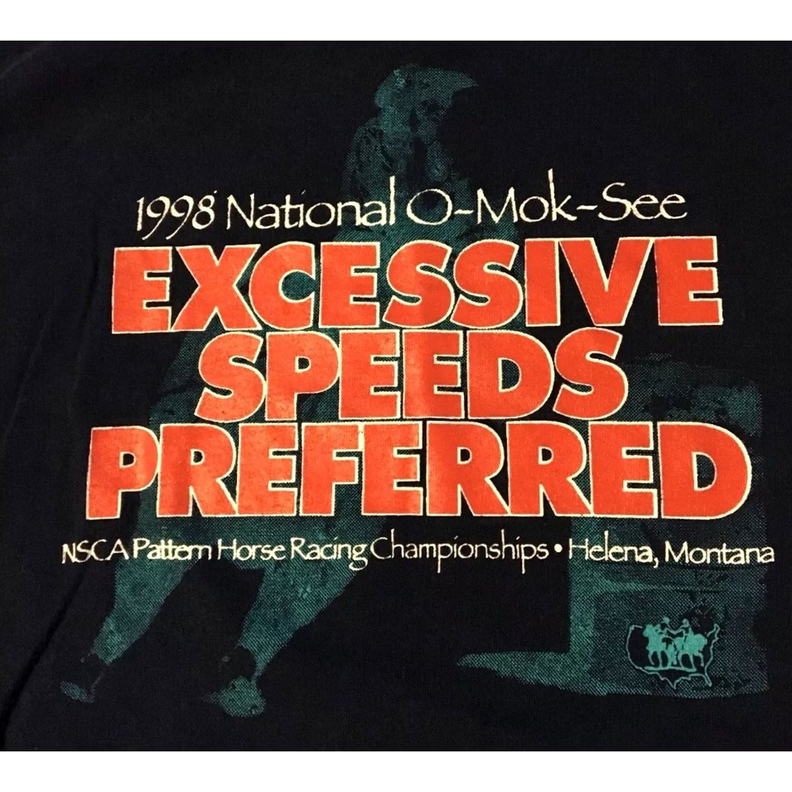 Fruit Of The Loom VINTAGE NSCA Horse Racing Excessive Speeds Preferred Shirt M Navy Blue USA Medical? Size US M / EU 48-50 / 2 - 3 Thumbnail