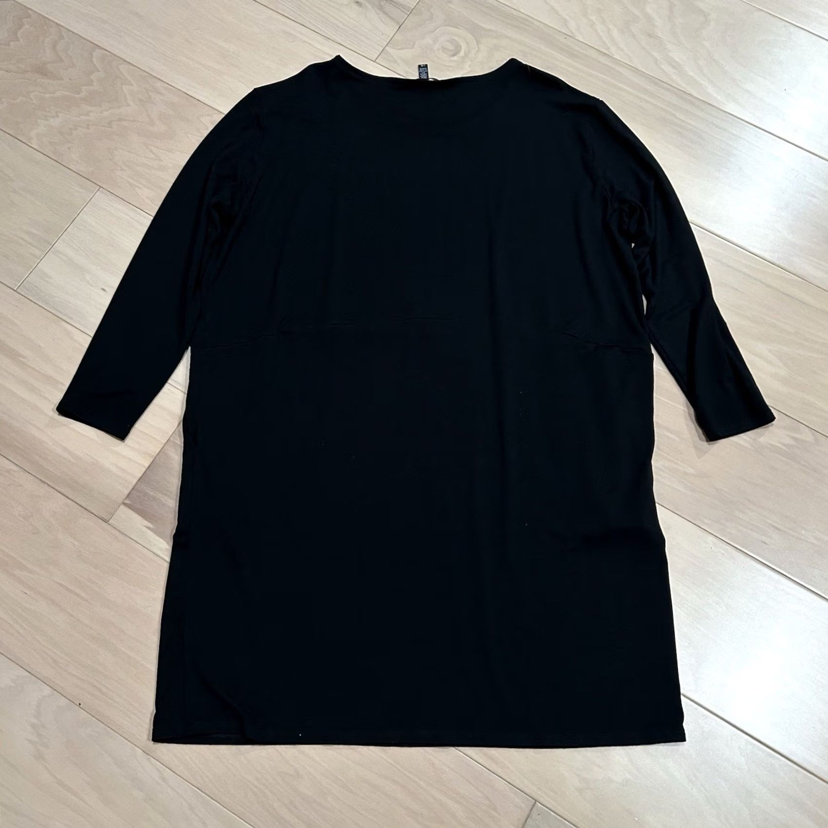 Eileen Fisher Eileen Fisher Dress Viscose Jersey Long Sleeve Womens Large A-Line Black Midi Solid Logo Size L / US 10 / IT 46 - 4 Thumbnail