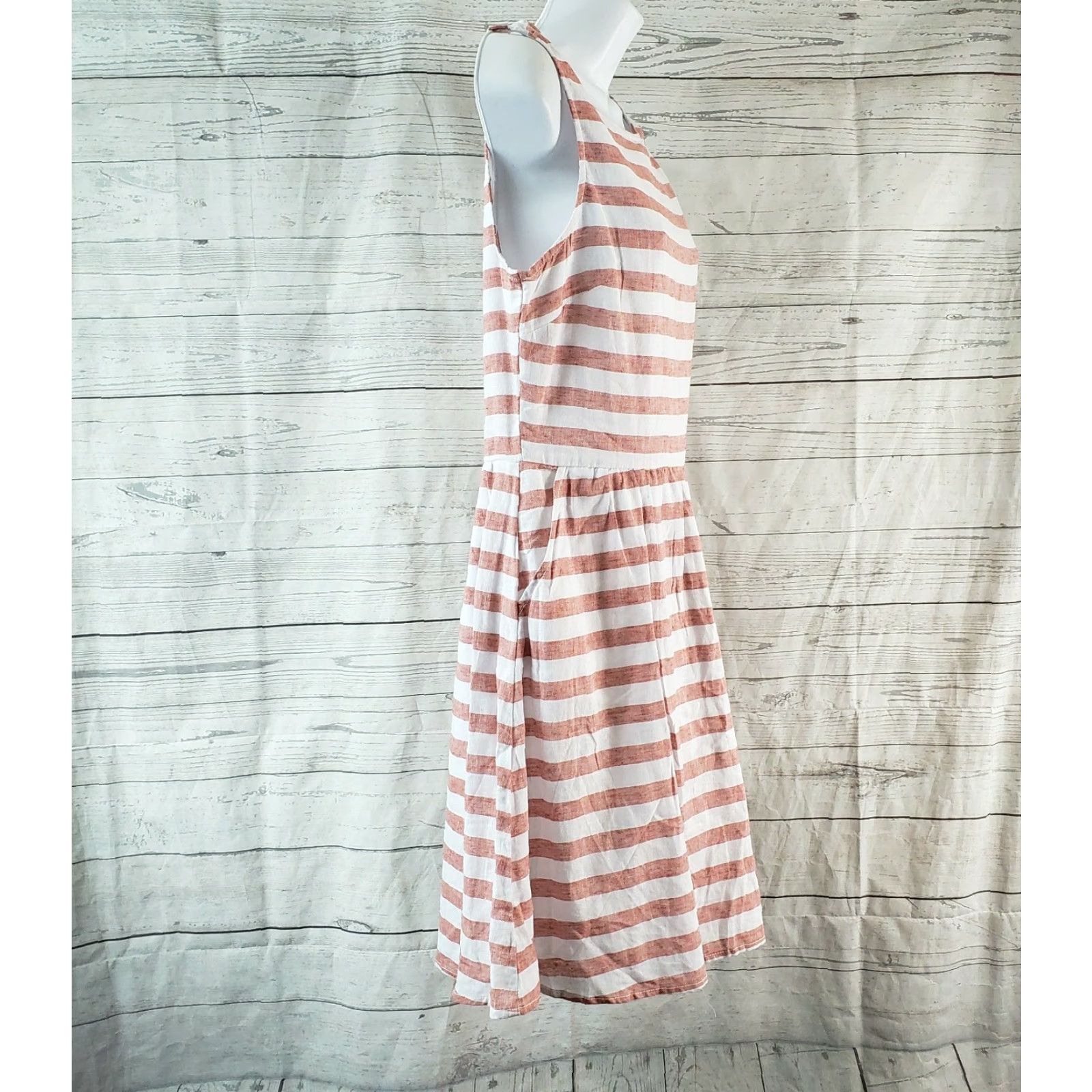 Vintage VINTAGE Beach Lunch Lounge Womens Ayesha Dress Sz Red White Striped Linen Blend Size S / US 4 / IT 40 - 3 Thumbnail