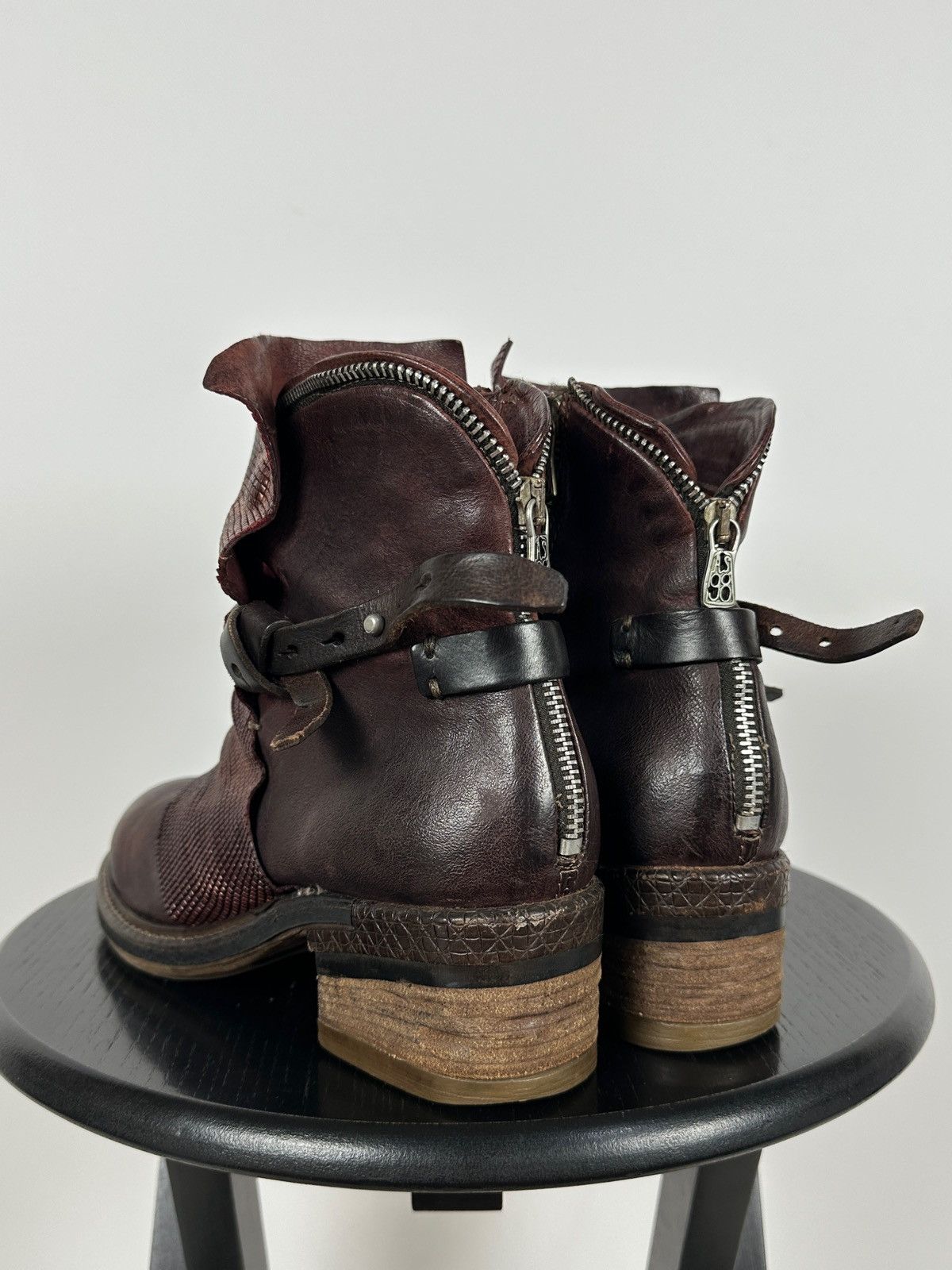 A.S.98 A.S.98. Airstep Burgundy Leather Biker Ankle Boho Boots Size US 9 / IT 39 - 7 Thumbnail