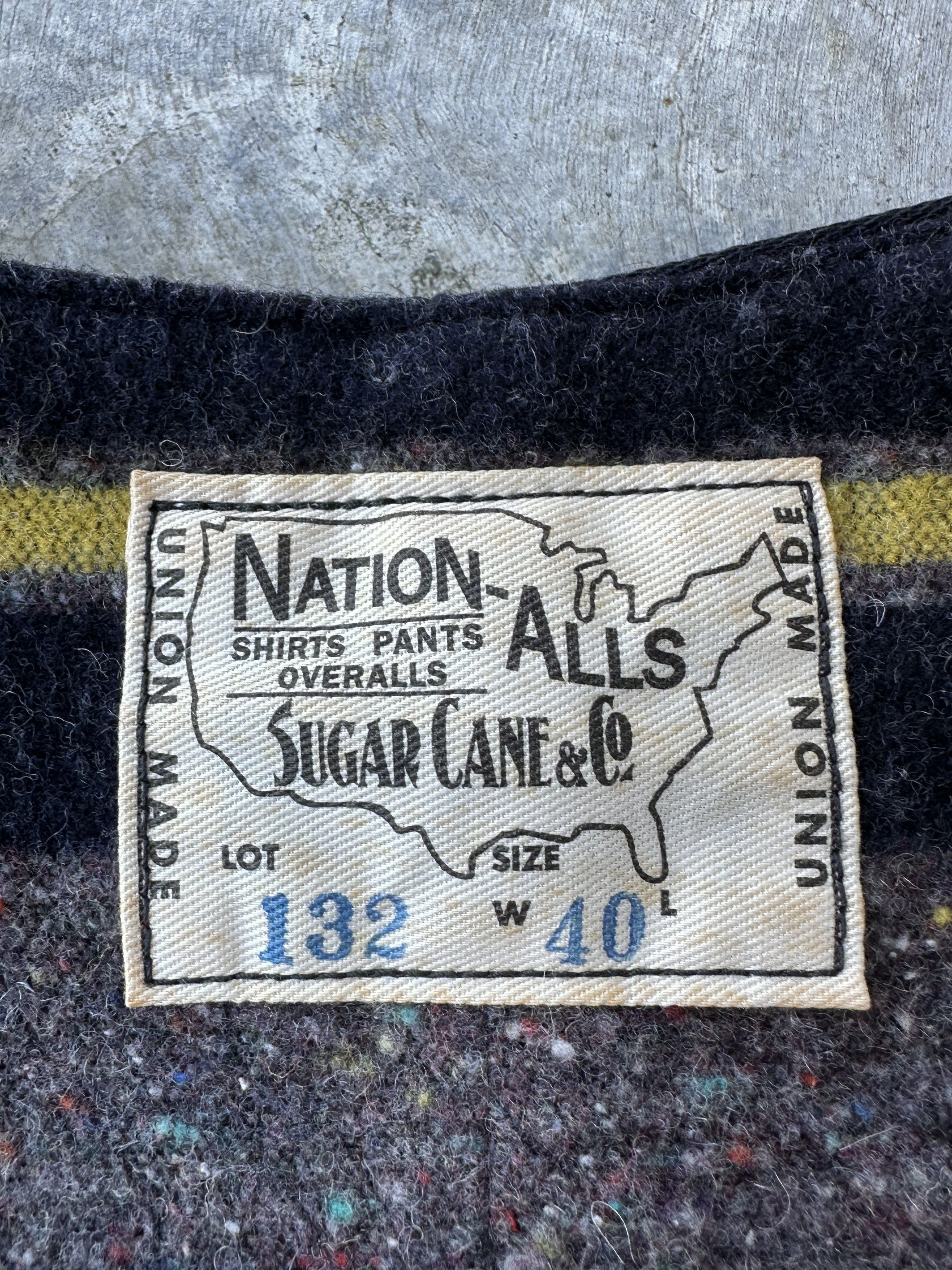 Sugar Cane Striped blanket lined 9.5oz Navy Yellow MOLESKIN VEST Size US L / EU 52-54 / 3 - 10 Thumbnail