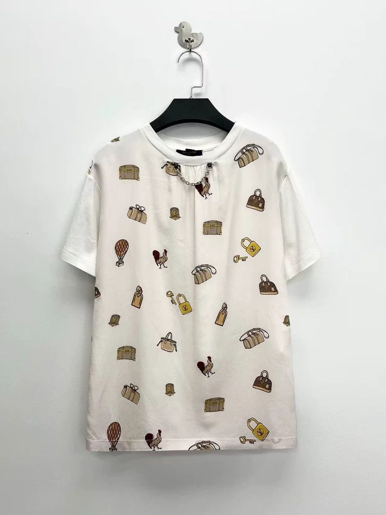 Louis Vuitton Louis Vuitton White Silk Blend Logo Tee Size US M / EU 48-50 / 2 - 1 Thumbnail