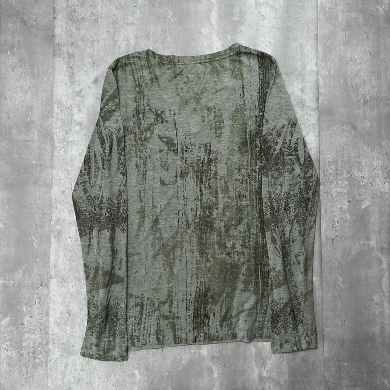 Other Y2K Green Source Grunge Gothic Embellished Long Sleeve Shirt Size M / US 6-8 / IT 42-44 - 7 Thumbnail