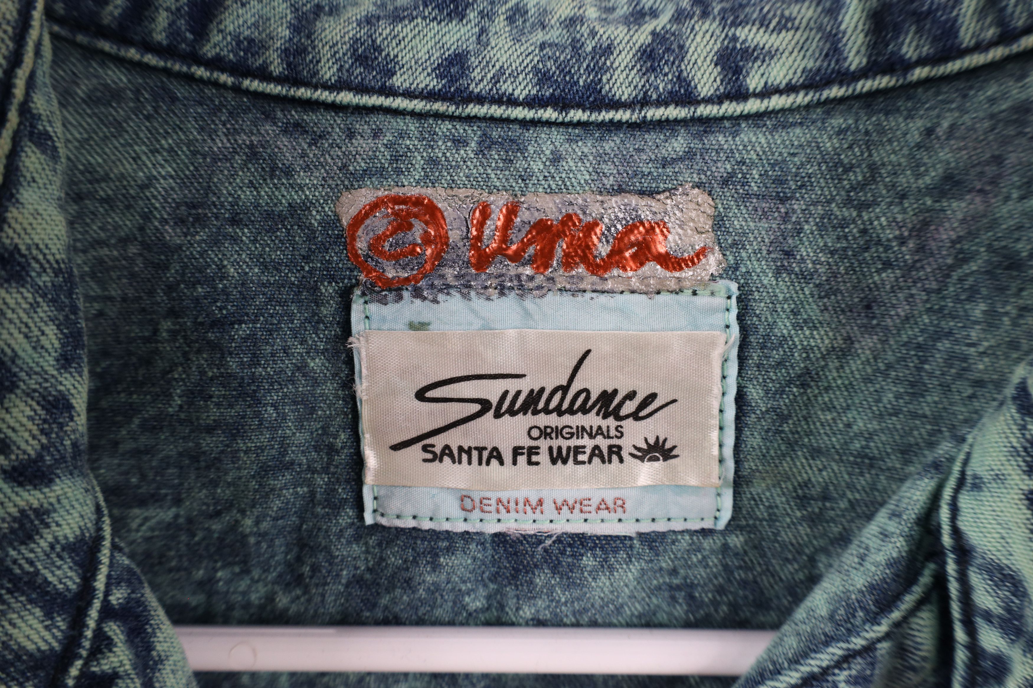 Vintage Vintage 90s Southwestern Glitter Glue Denim Shirt Jacket USA Size XXL / US 16-18 / IT 52-54 - 11 Thumbnail