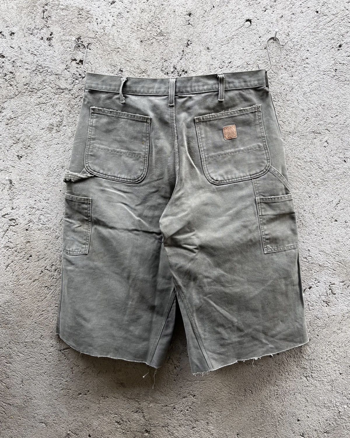 Carhartt Faded MOSS Green Distressed Carhartt Carpenter Shorts Size US 35 - 5 Thumbnail