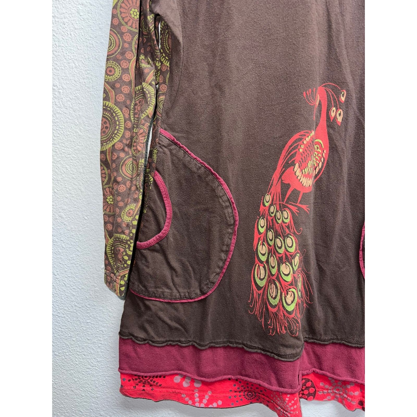 Vintage Womens Lunieva Dress Top Peacock Graphic Boho Bohemian Large Size L / US 10 / IT 46 - 4 Thumbnail