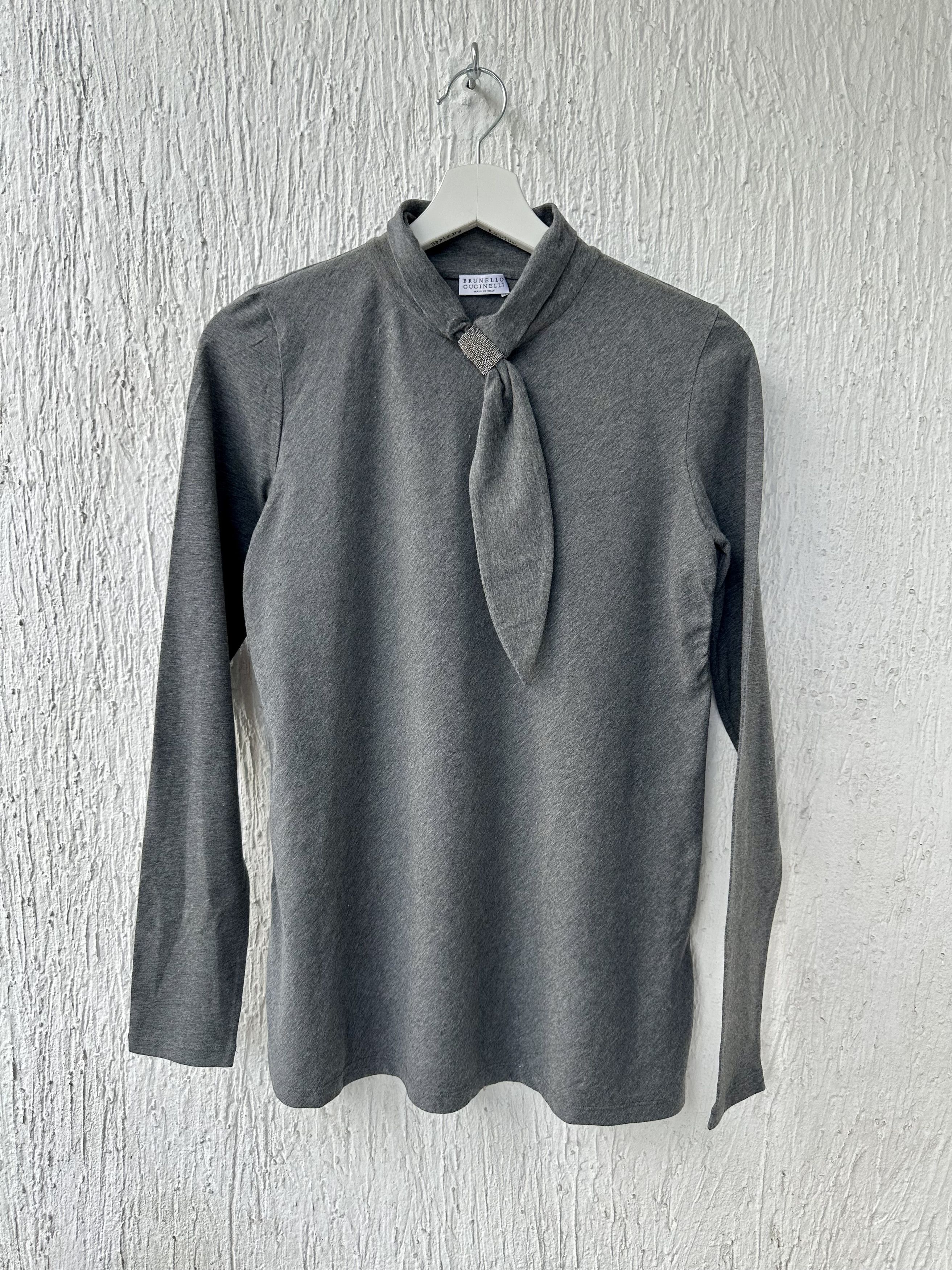 Brunello Cucinelli bowtie longsleeve top Size M / US 6-8 / IT 42-44 - 1 Thumbnail