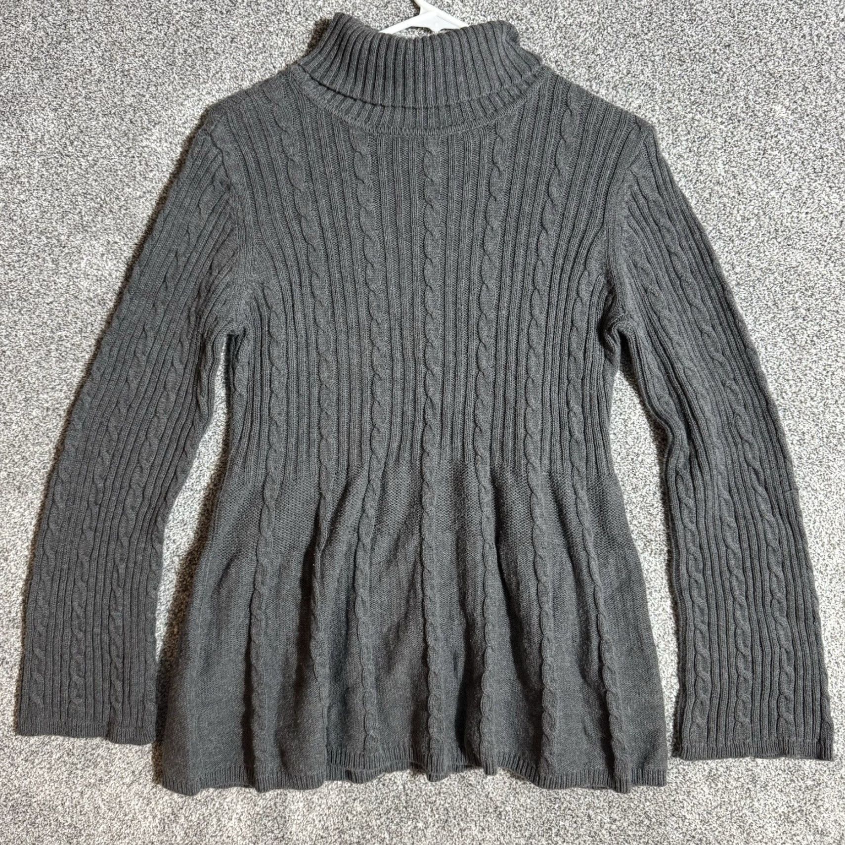 Vintage Hannah Sweater Womens XL Cable Knit Turtleneck Pullover Knit 100% Cotton Gray Y2K Vintage Grandmacore Peasant Cozy Warm Size XL / US 12-14 / IT 48-50 - 2 Thumbnail