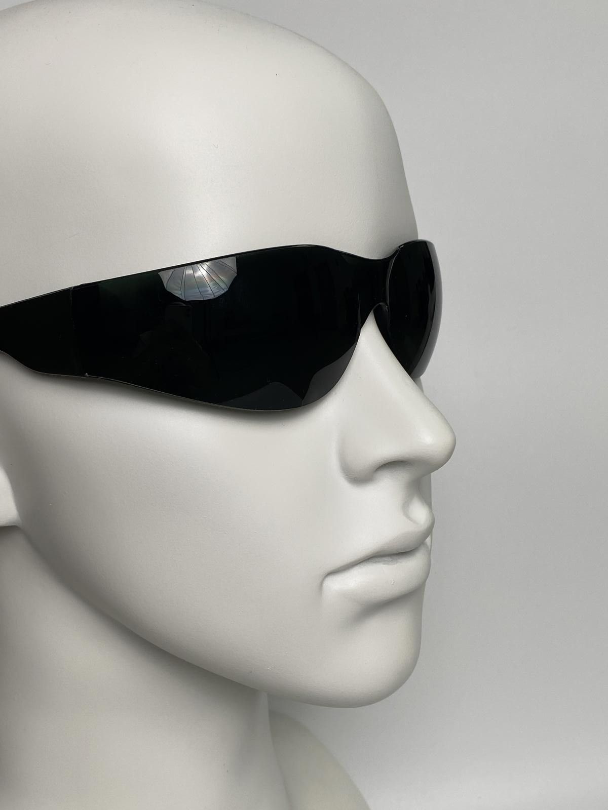 Japanese Brand Y2k Large Wide Safety Glasses Sunglasses Black Unisex OS Size ONE SIZE - 4 Thumbnail