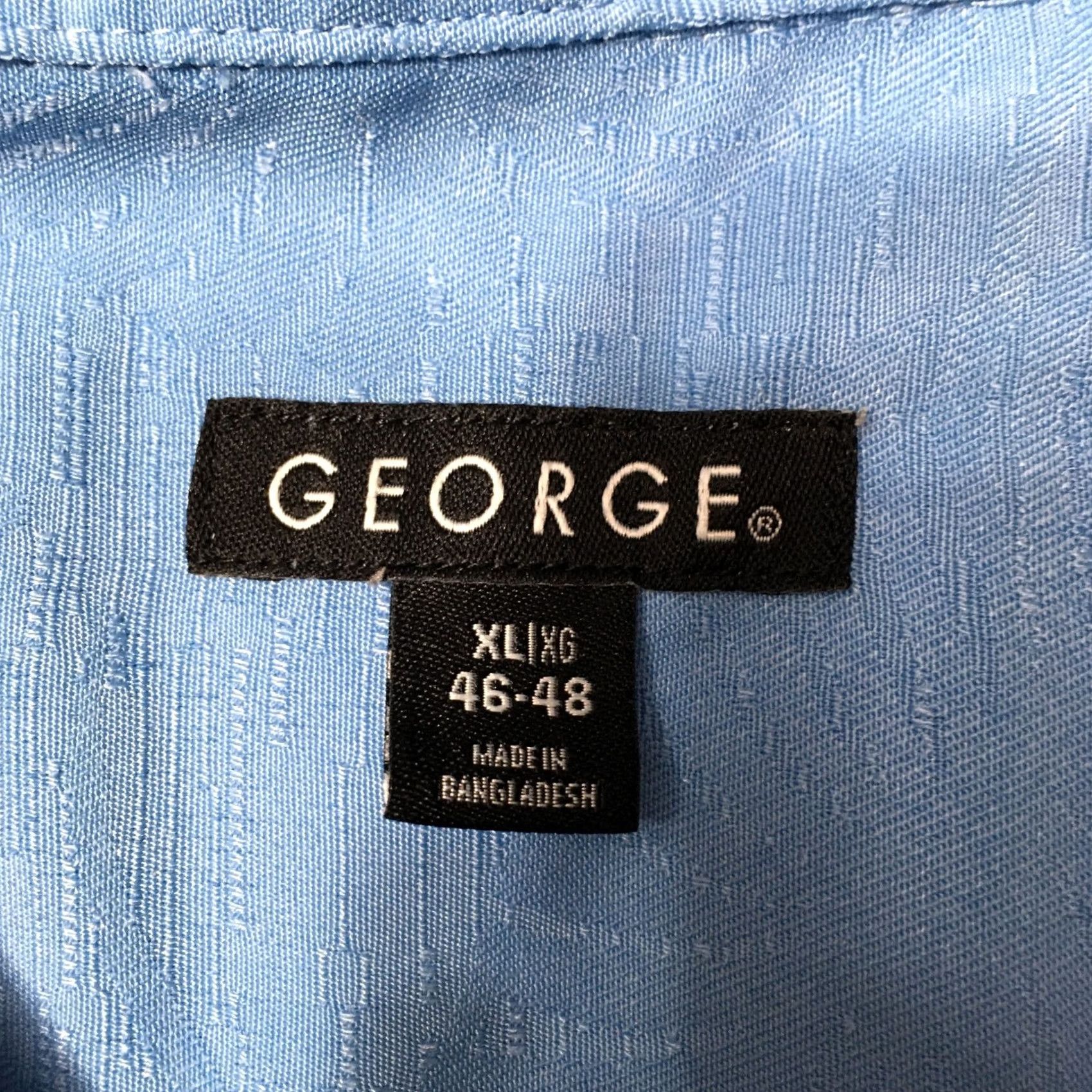 George George Shirt Button-Down Short Sleeve Sky Blue XL Adult Regular Size Blue Plaid Casual Business Men's Shirt Size US XL / EU 56 / 4 - 3 Thumbnail