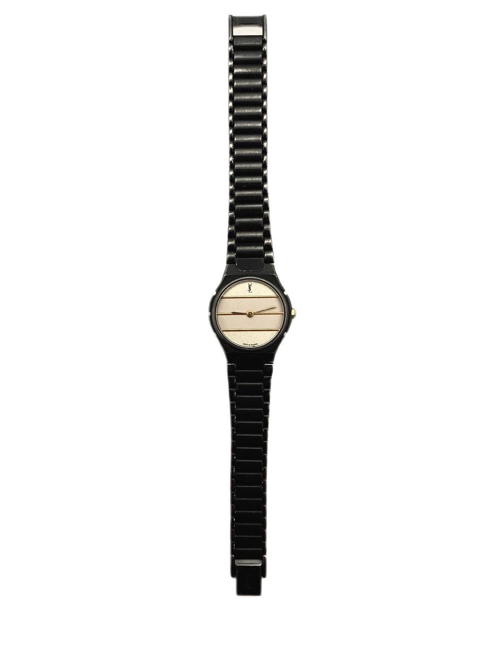 Saint Laurent Paris Saint Laurent YSL Logo Black Gold Steel Ceramic Wrist Watch Size ONE SIZE - 2 Thumbnail