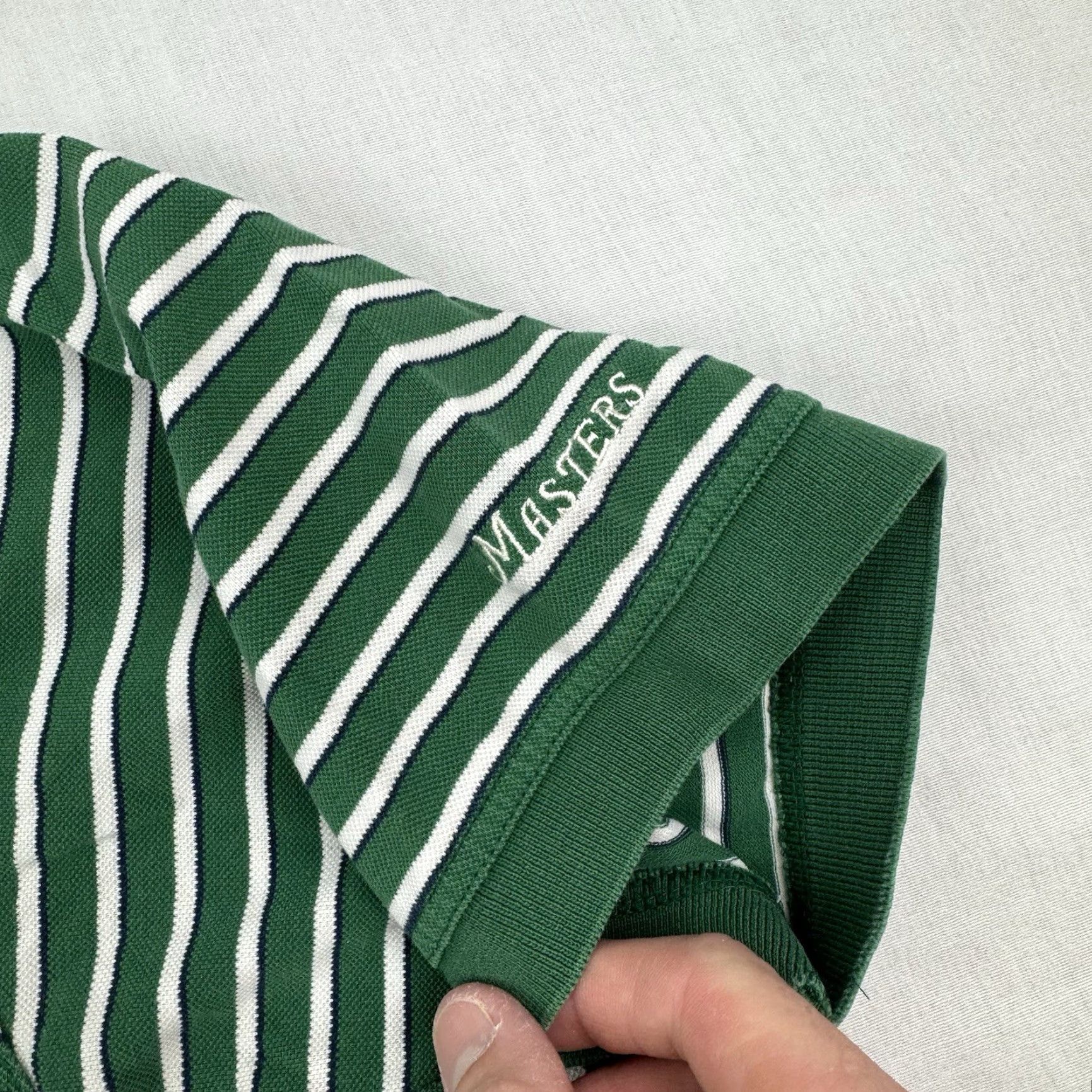 Vintage VINTAGE Masters Polo Shirt Adult Large Green Striped Golf Sports 90s Classic Polo Mens Size US L / EU 52-54 / 3 - 3 Thumbnail