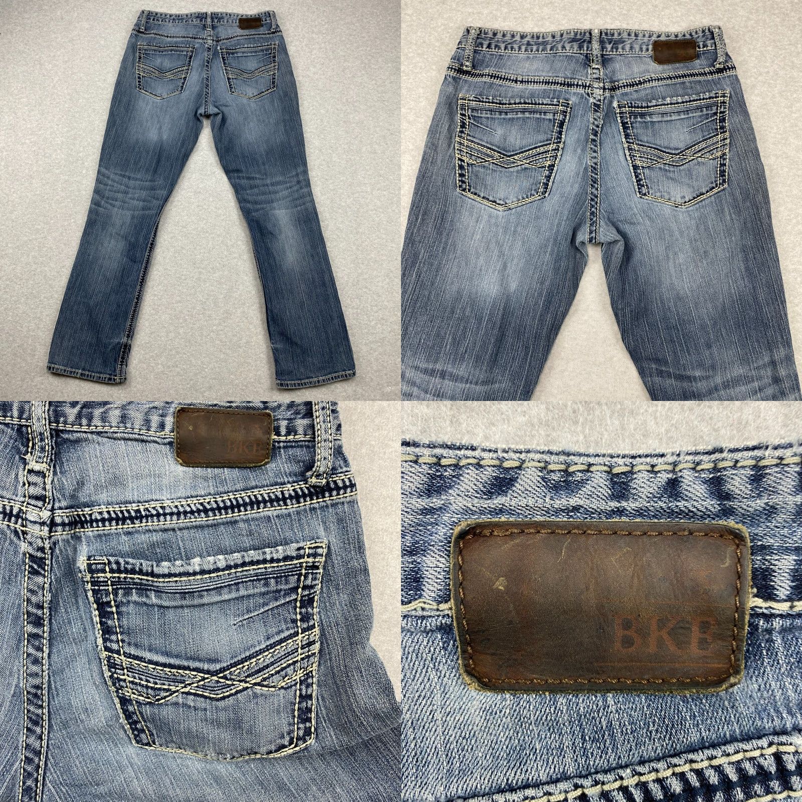Vintage Buckle BKE Jake Jeans Mens 33R Blue Straight Distressed Denim Size US 33 - 10 Thumbnail