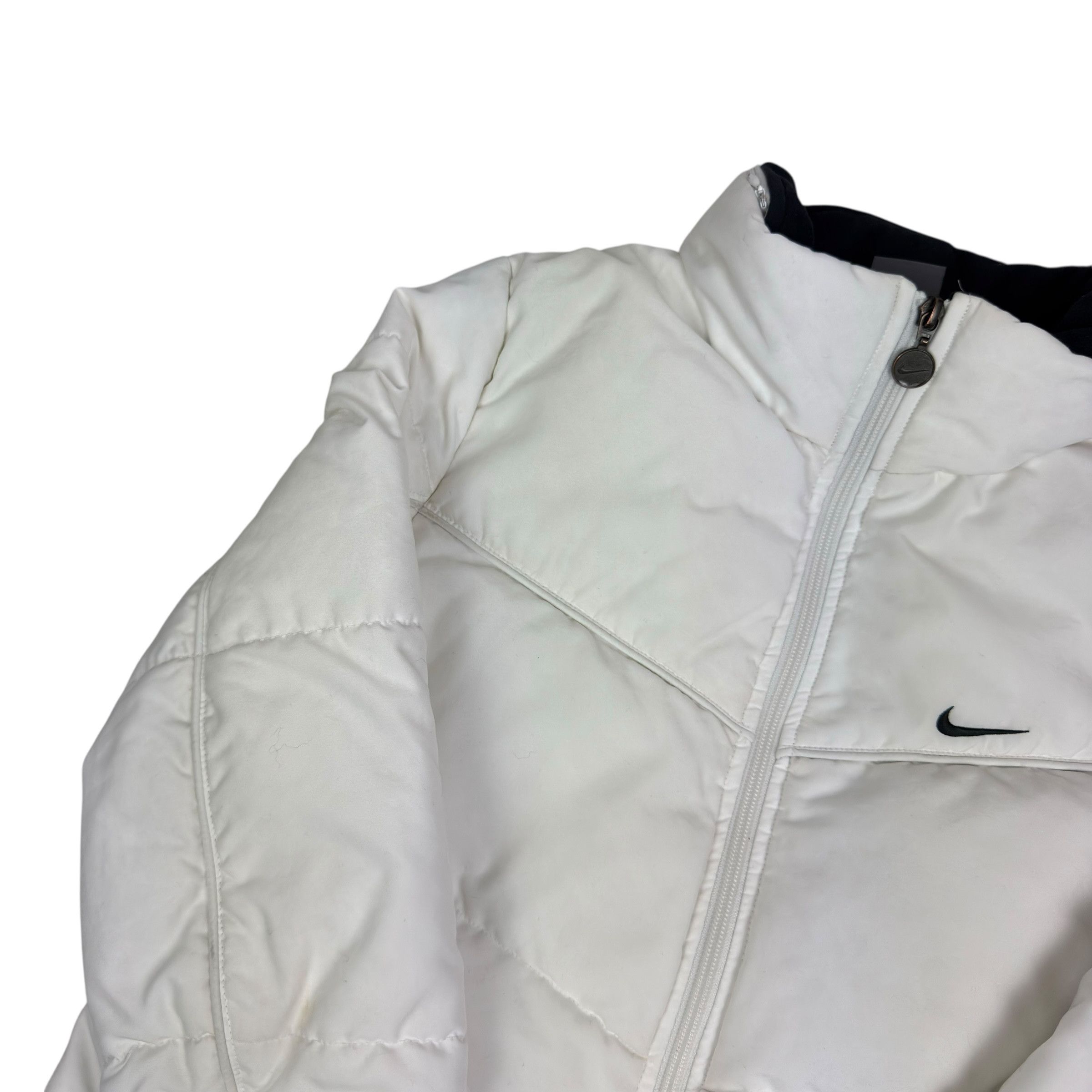 Nike Nike Womens White Black Solo Swoosh Full Zip Puffer Jacket S Size S / US 4 / IT 40 - 4 Thumbnail
