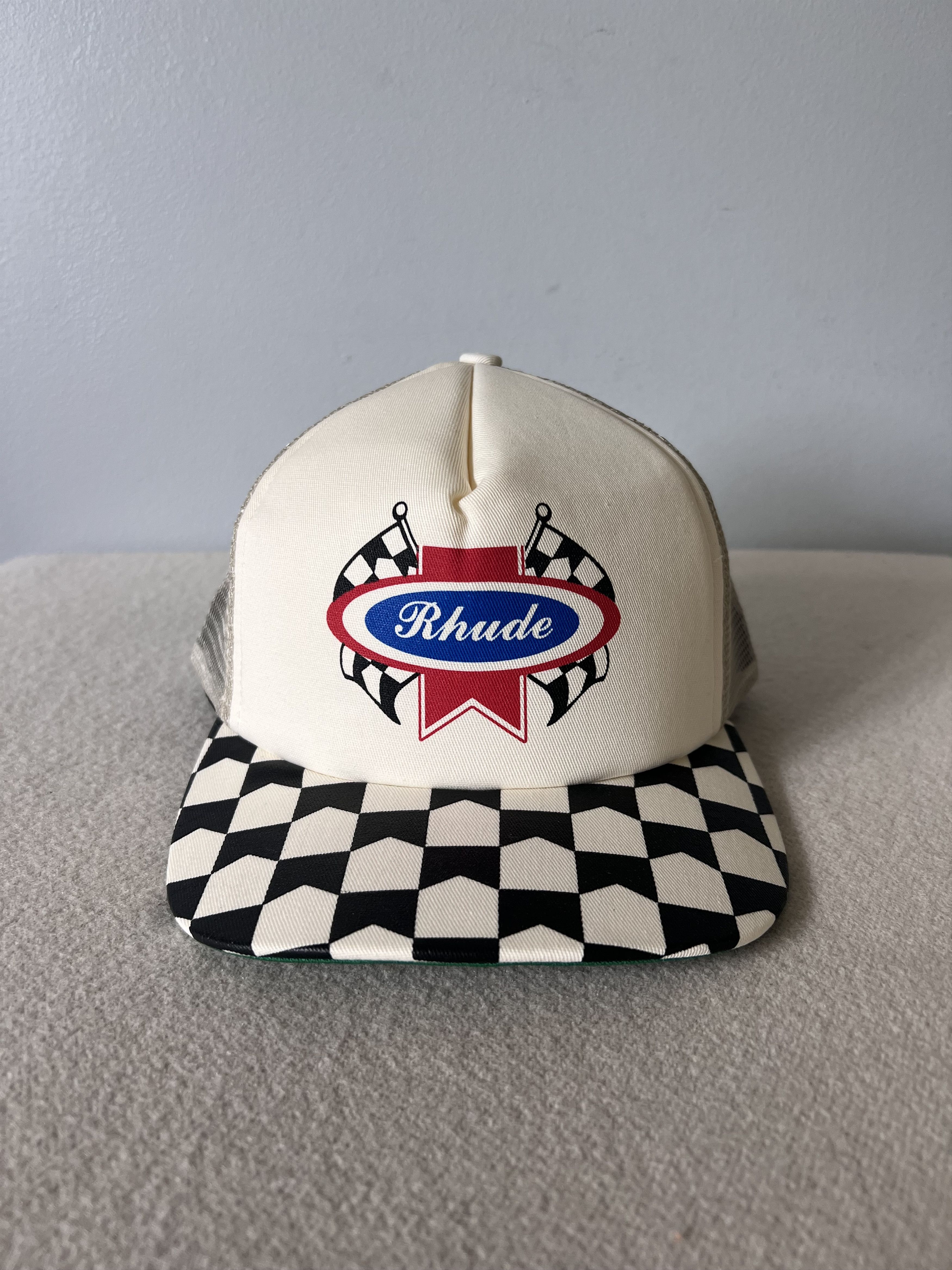 Rhude Chevron Rally Trucker Hat in White