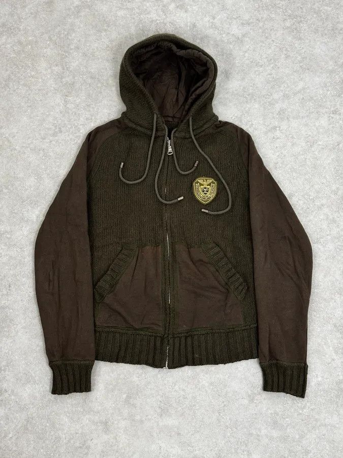 Dolce & Gabbana AW2003 Dolce & Gabbana Olive Green Wool Hooded Zip-up Sweater Size US S / EU 44-46 / 1 - 1 Thumbnail