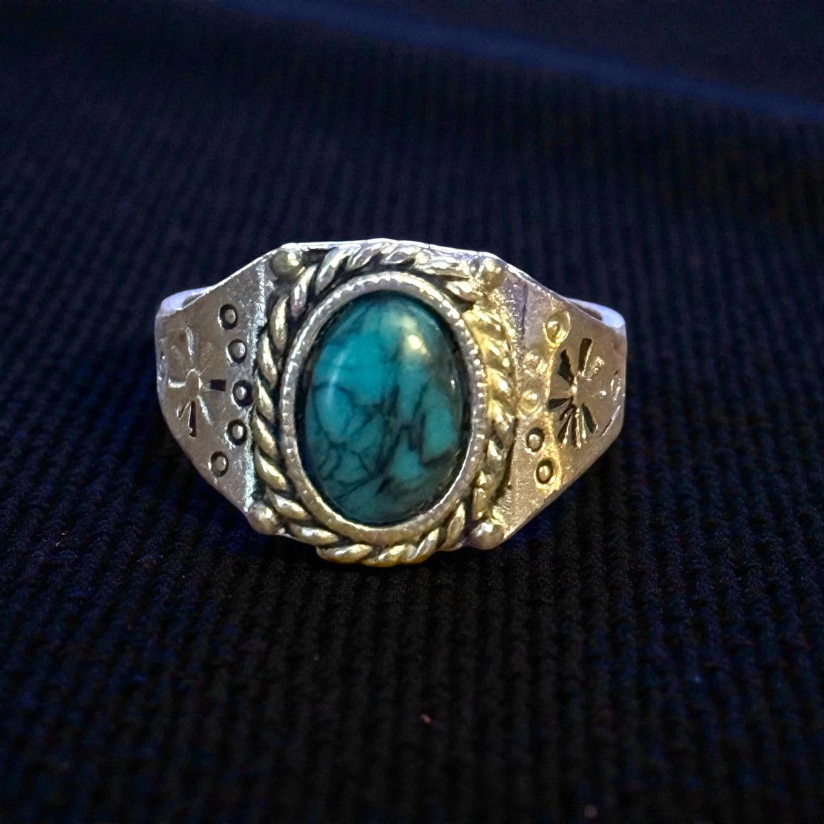 Vintage Vintage silver tone Navajo turquoise ring Size ONE SIZE - 1 Thumbnail