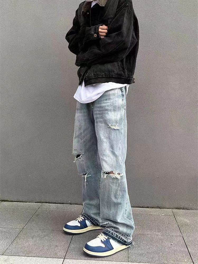Japanese Brand × Jean Vintage street hip-hop washed and faded ripped jeans Size US 34 / EU 50 - 2 Thumbnail