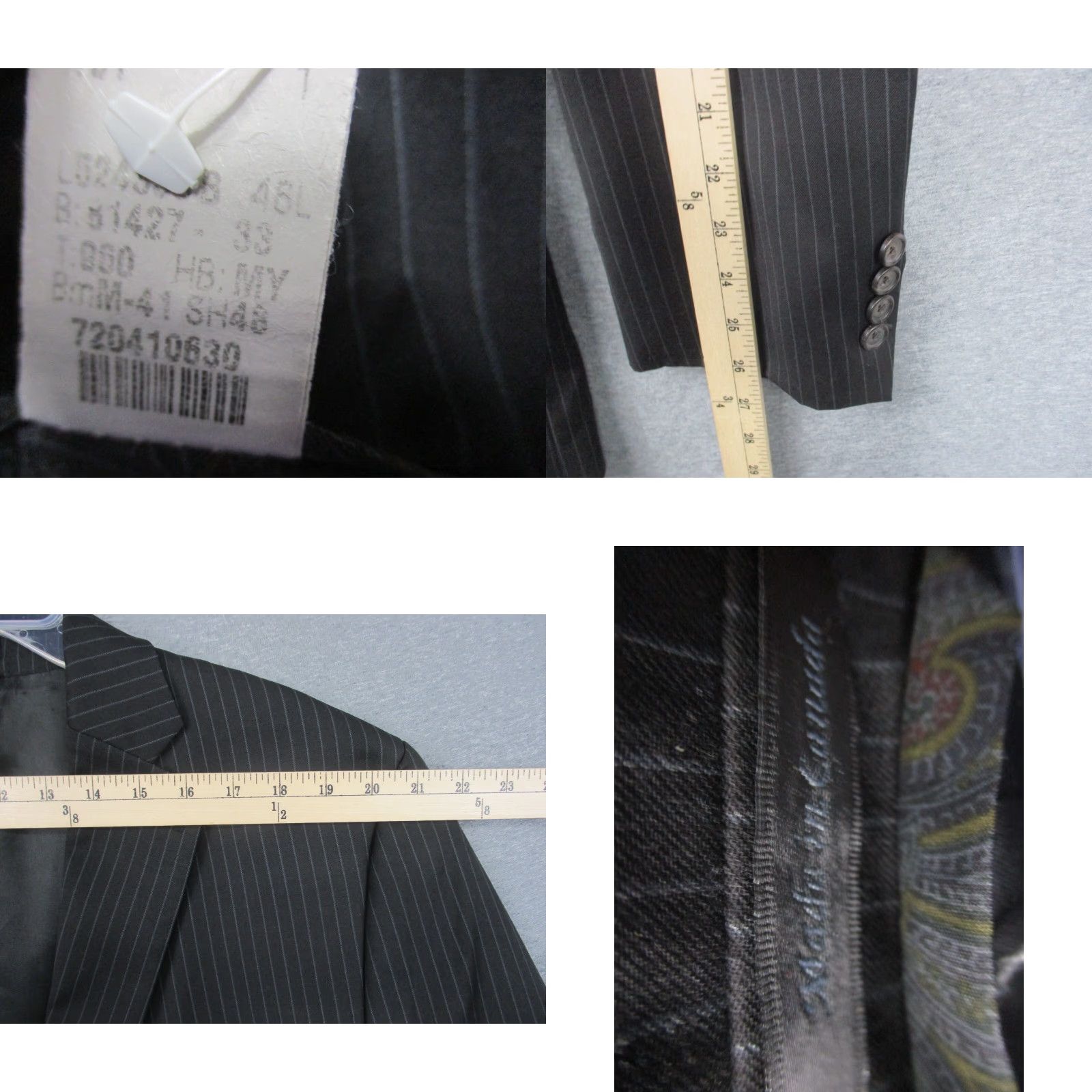 Ralph Lauren Lauren Ralph Lauren Blazer Men 46L Gray Pinstripe Wool Sport Coat Jacket Size 46R - 8 Thumbnail