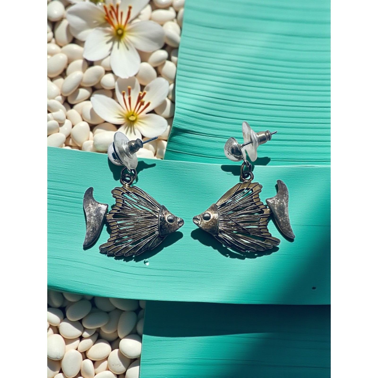 Other Signed Artisan Fish Pendant & Earrings Set Silver Tone Size ONE SIZE - 4 Thumbnail