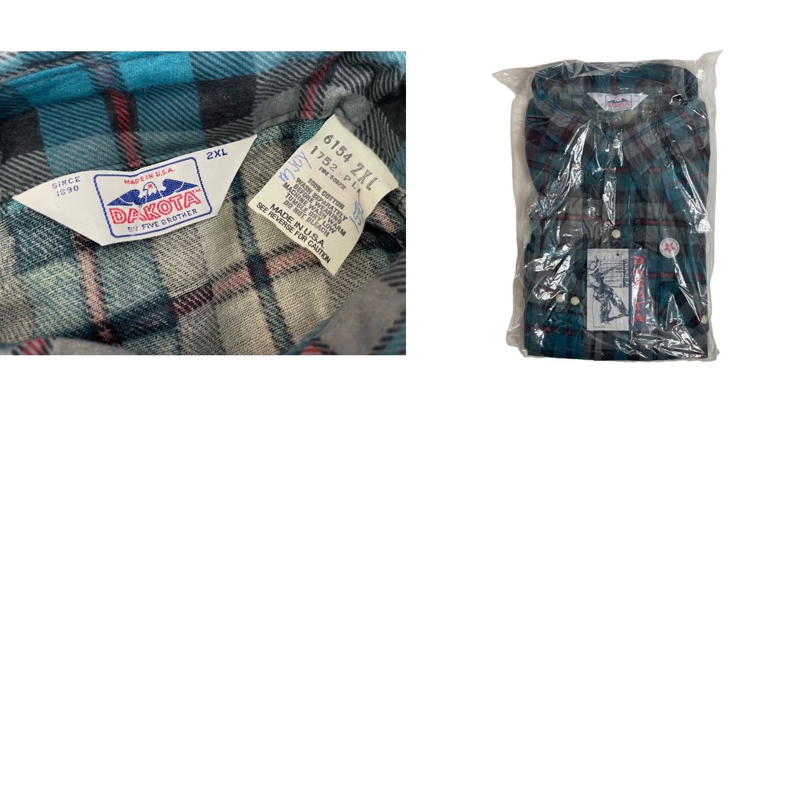 Vintage VINTAGE Five Brother Dakota Plaid Flannel Shirt Mens 2XL NWT USA Made Shirt Mens 2XL Plaid USA Pearlized Snaps Blue Cotton Flannel 80s Western Shirt Size US XXL / EU 58 / 5 - 8 Thumbnail