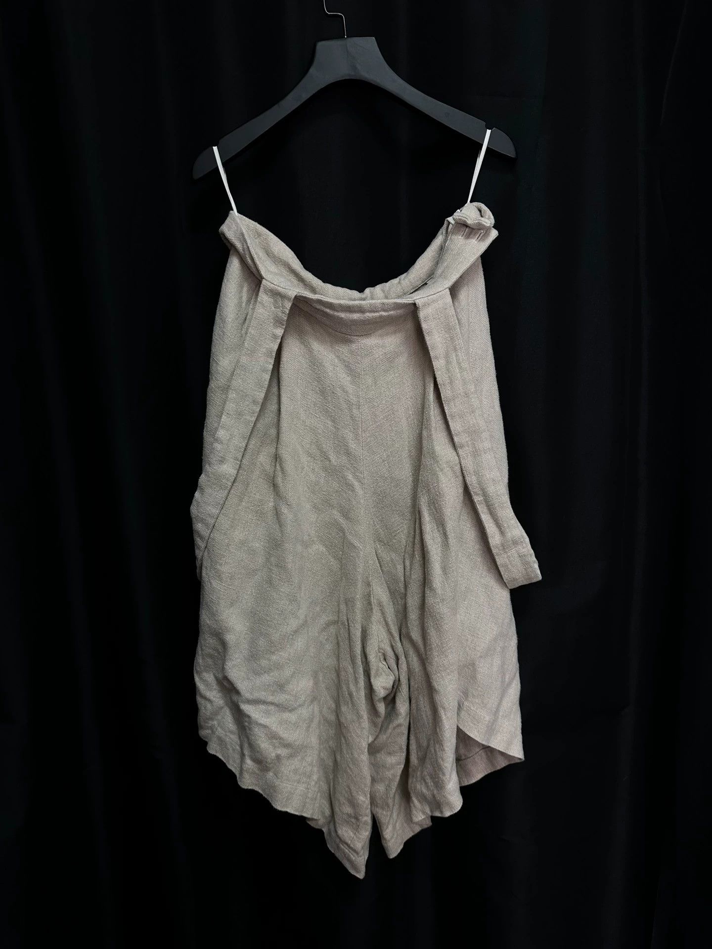 Comme des Garcons CDG Beige Washed Linen Wide-Leg Overalls Unisex Near New Size 26" / US 2 / IT 38 - 4 Thumbnail