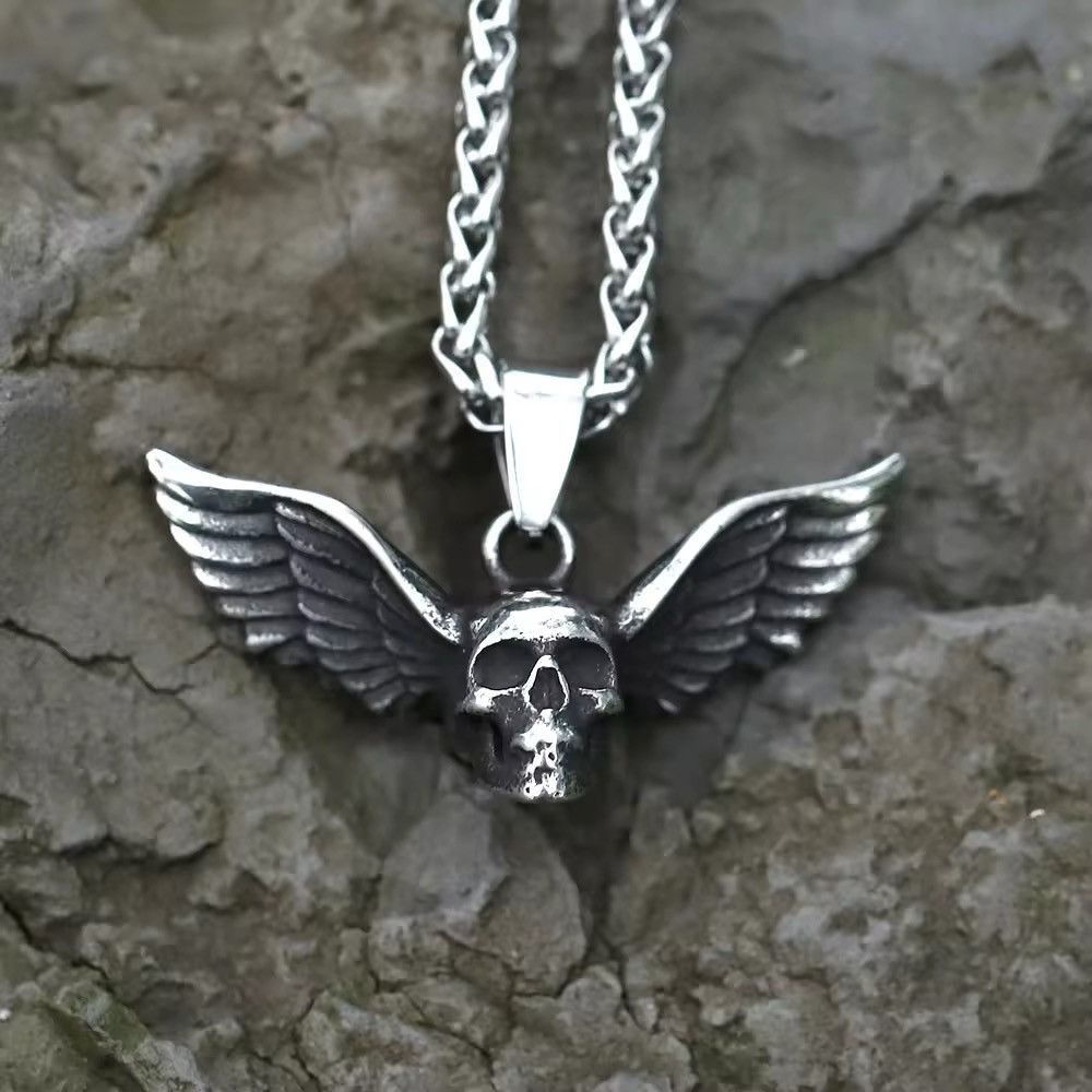 Vintage Vintage Goth Wing Skull Necklace Size ONE SIZE - 1 Thumbnail